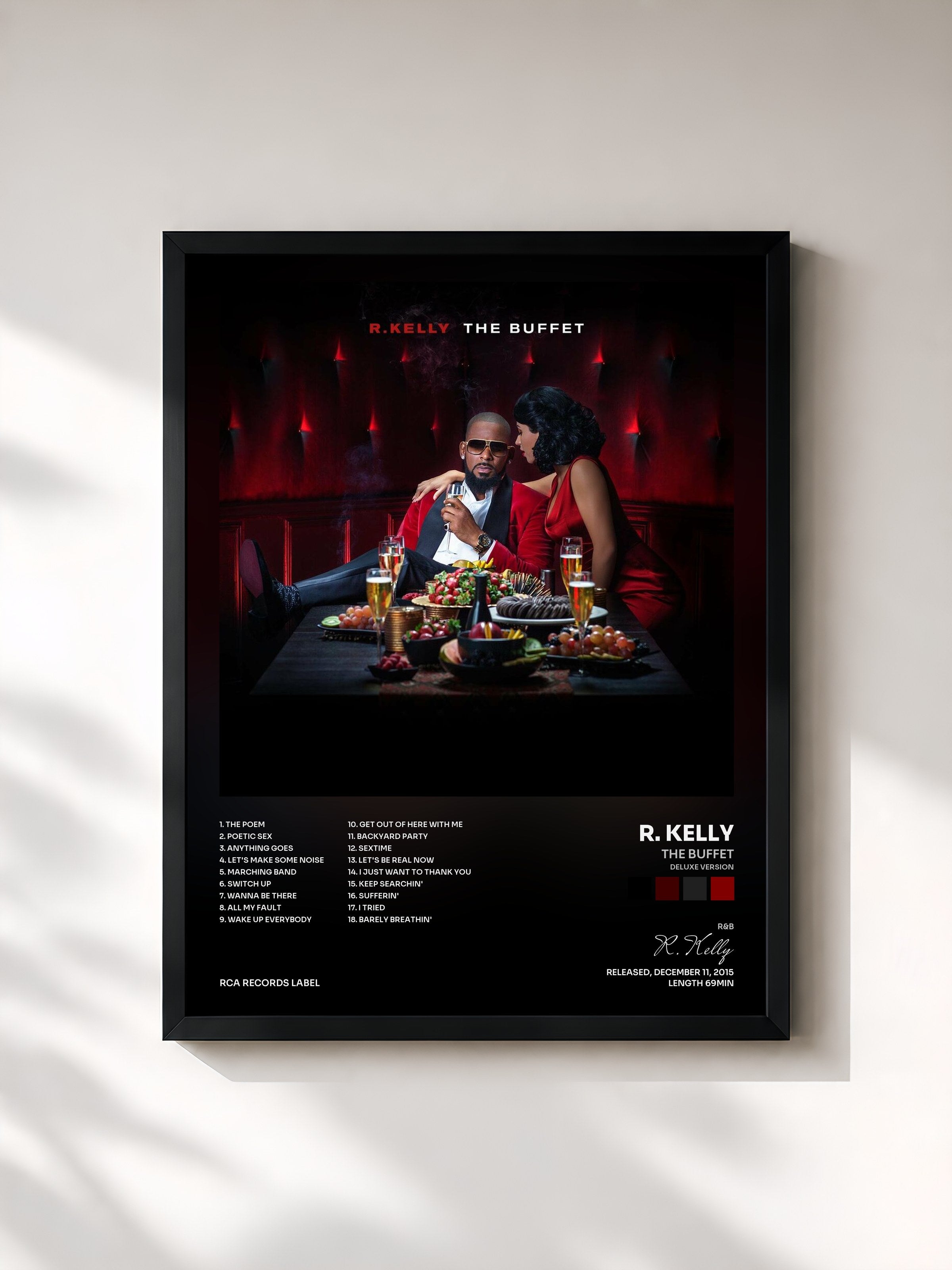 #noir Tableau de l'album The Buffet (Deluxe Version) de R. Kelly, cadre noir, imprimé et encadré en France