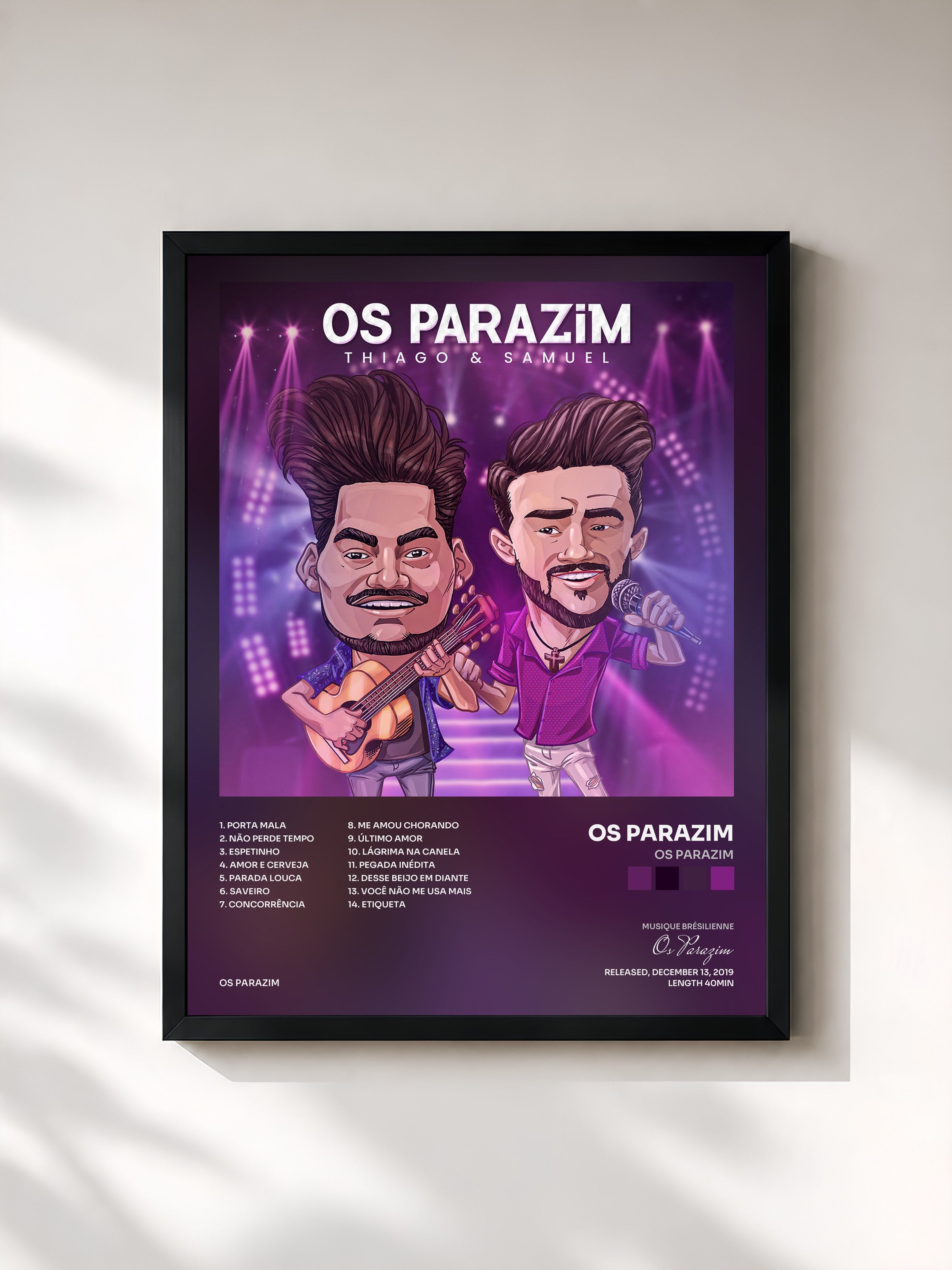 #noir Tableau de l'album Os Parazim de Os Parazim, cadre noir, imprimé et encadré en France