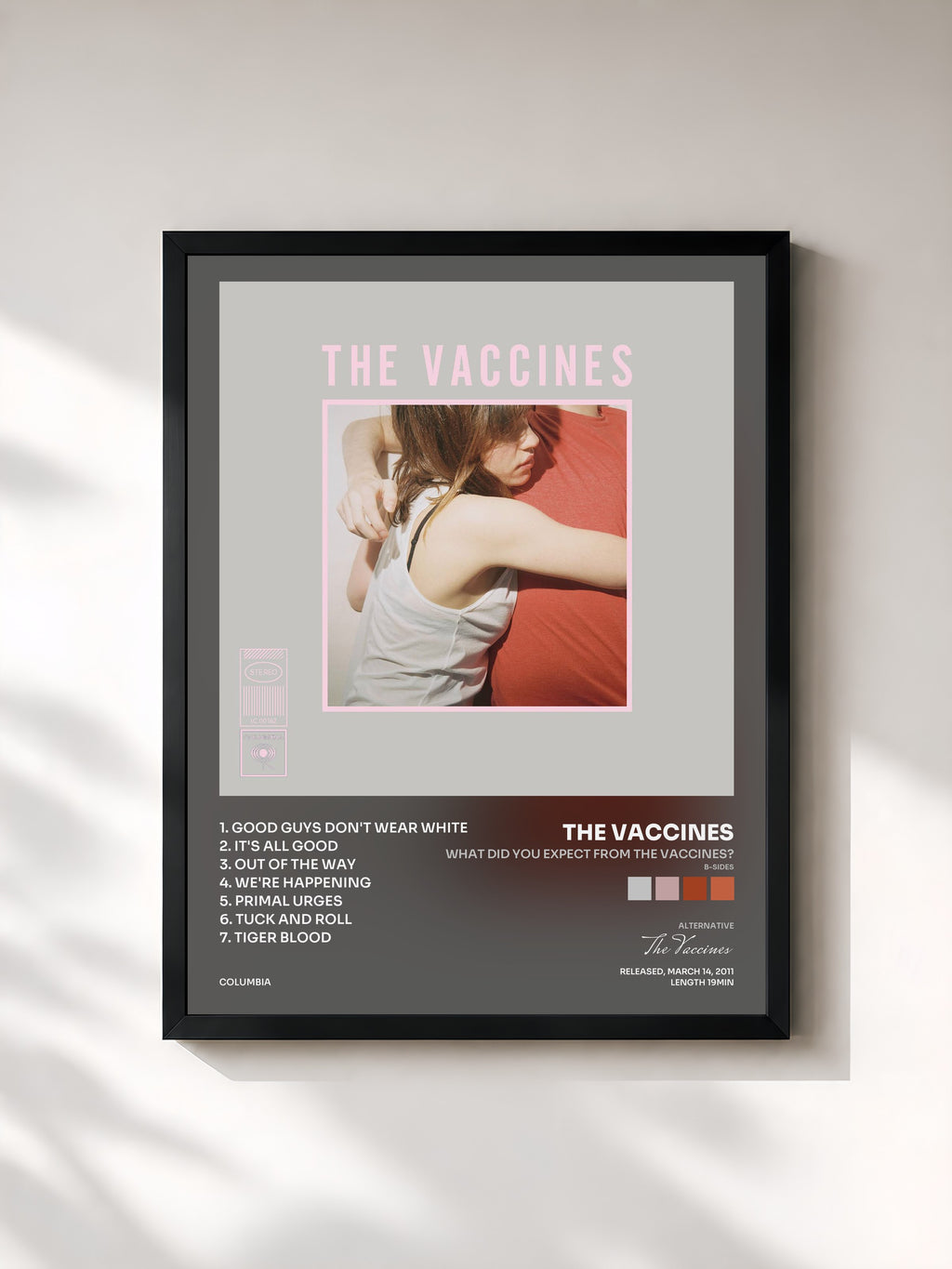 #noir Tableau de l'album What Did You Expect from The Vaccines? (B-Sides) de The Vaccines, cadre noir, imprimé et encadré en France