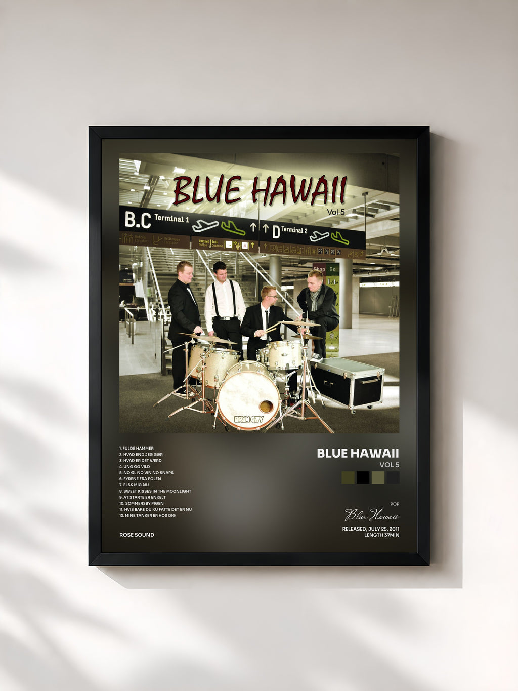 #noir Tableau de l'album Vol 5 de Blue Hawaii, cadre noir, imprimé et encadré en France