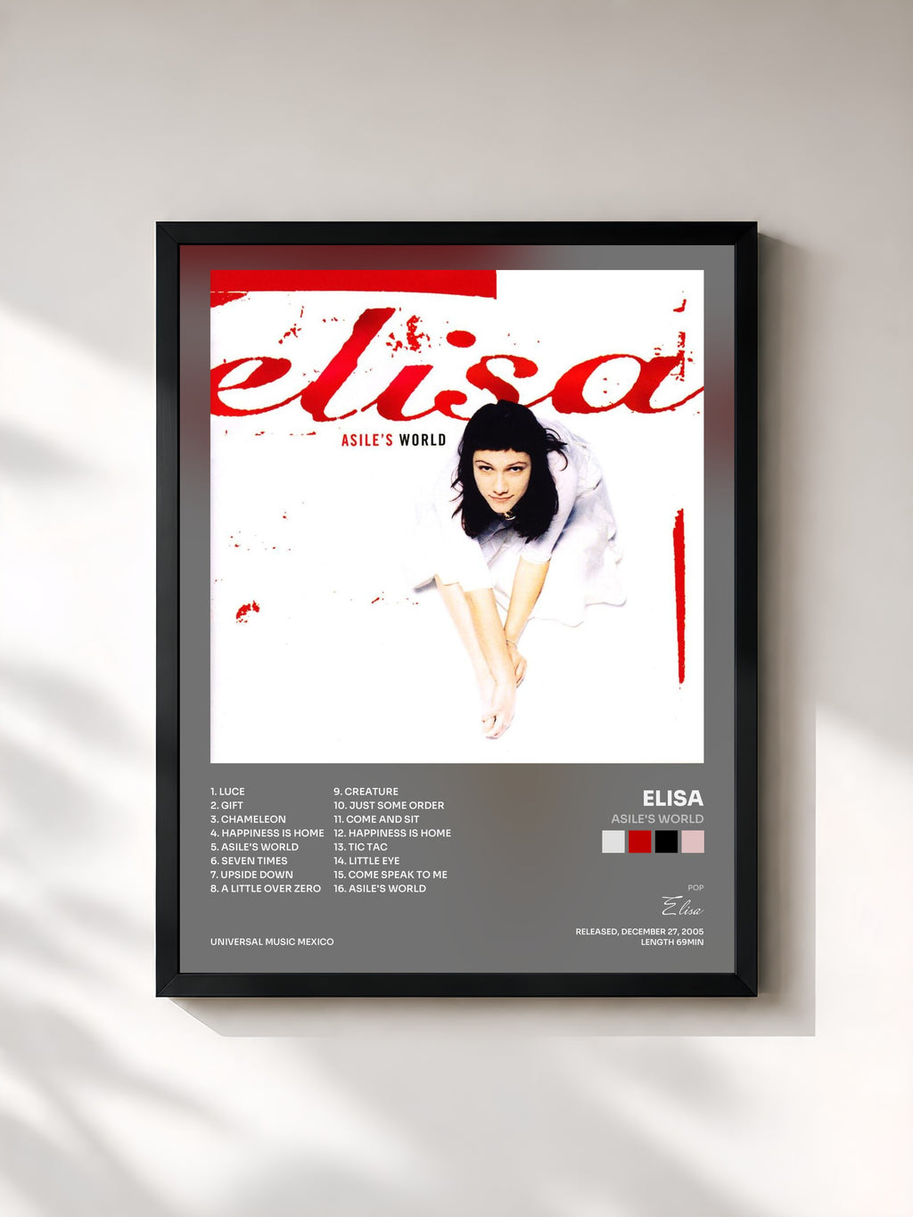 #noir Tableau de l'album Asile's World de Elisa, cadre noir, imprimé et encadré en France