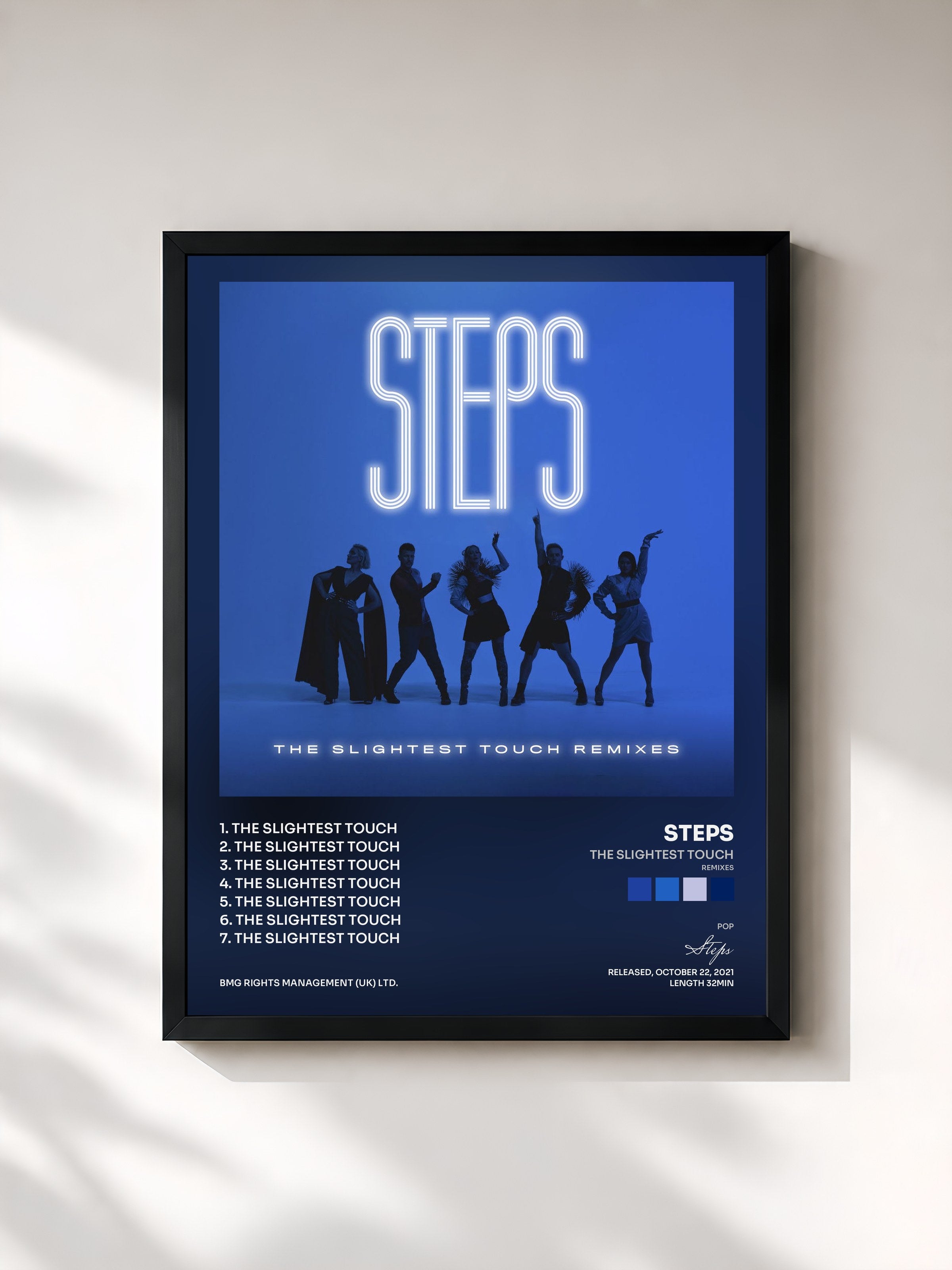 #noir Tableau de l'album The Slightest Touch (Remixes) de Steps, cadre noir, imprimé et encadré en France