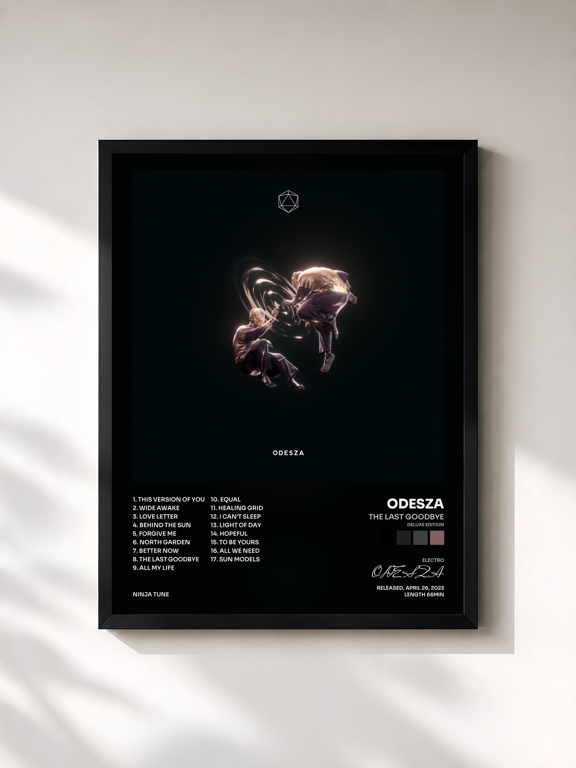 #noir Tableau de l'album The Last Goodbye (Deluxe Edition) de ODESZA, cadre noir, imprimé et encadré en France