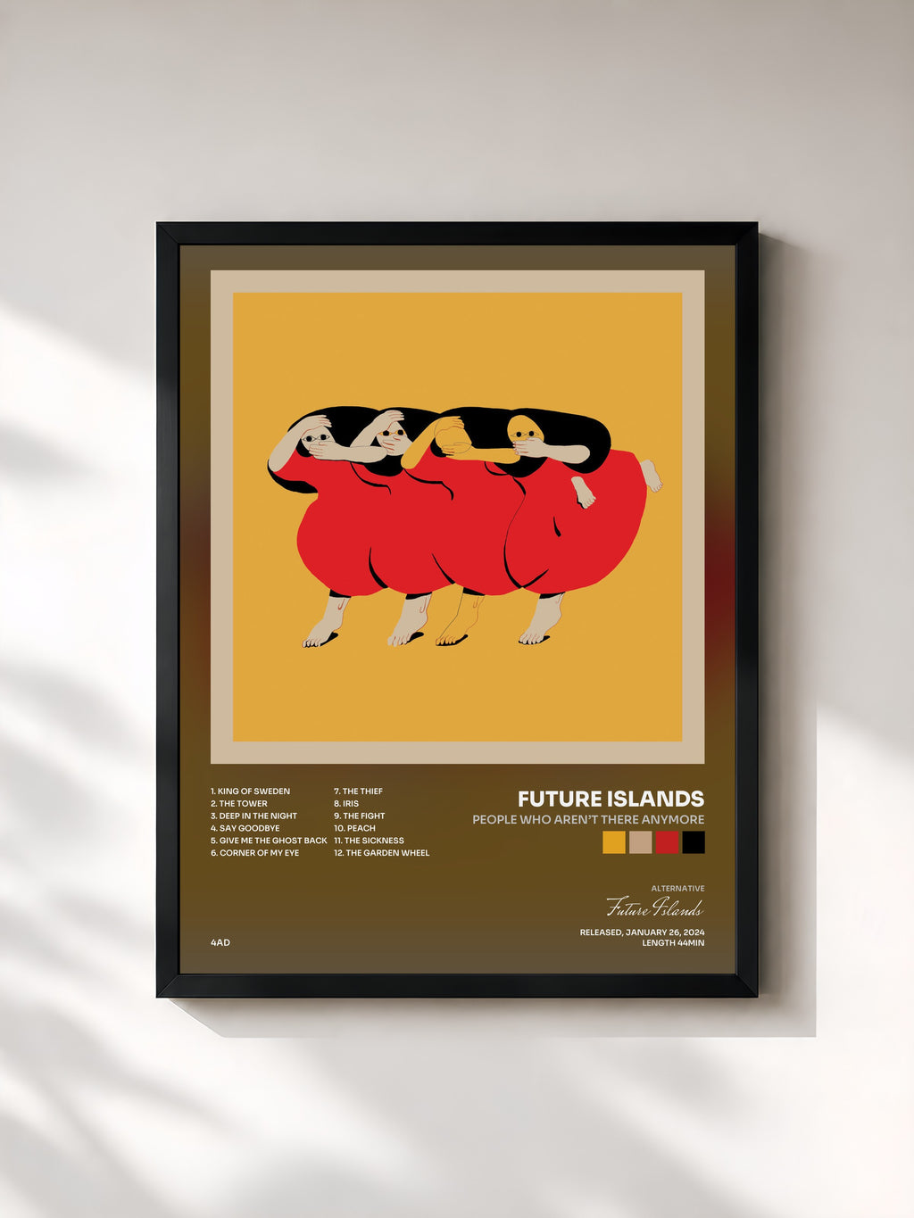 #noir Tableau de l'album People Who Aren’t There Anymore de Future Islands, cadre noir, imprimé et encadré en France