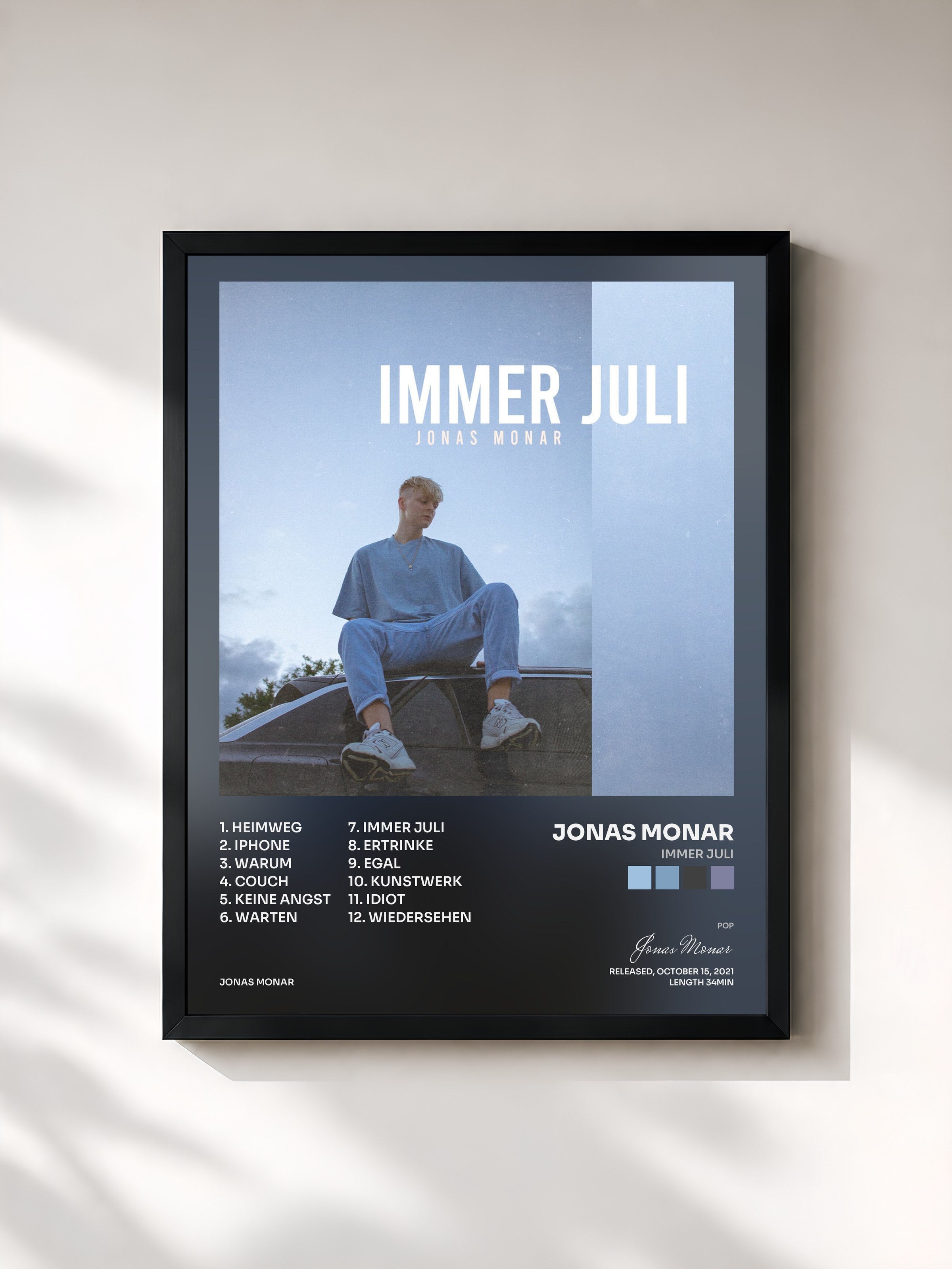 #noir Tableau de l'album Immer Juli de Jonas Monar, cadre noir, imprimé et encadré en France