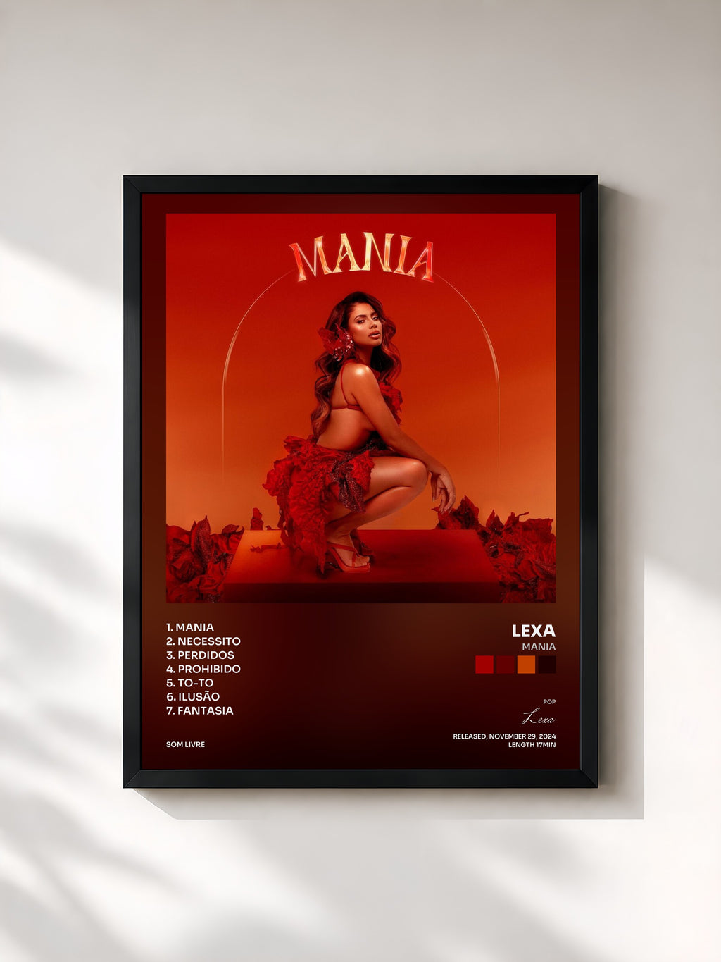 #noir Tableau de l'album MANIA de Lexa, cadre noir, imprimé et encadré en France
