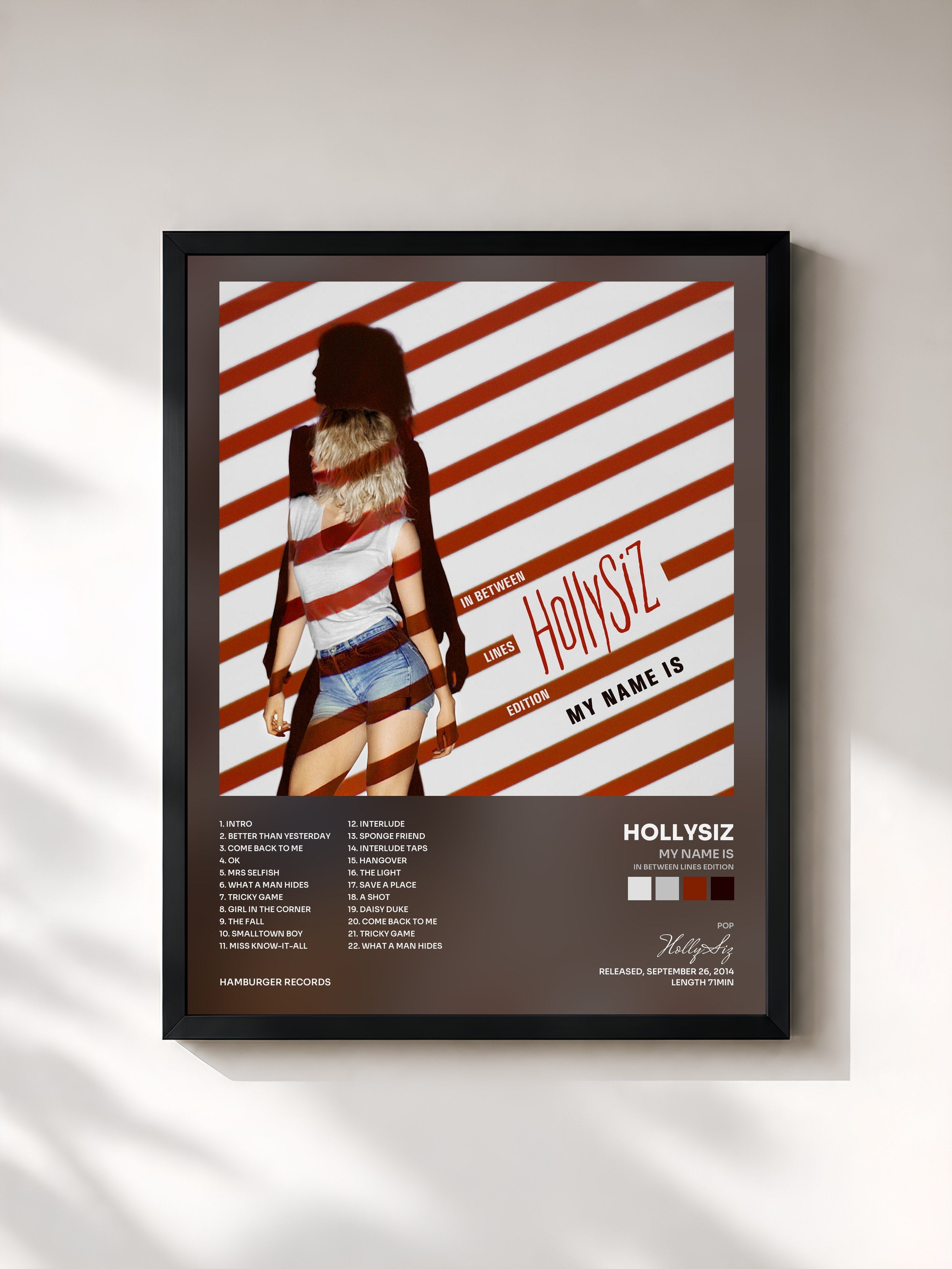 #noir Tableau de l'album My Name Is (In Between Lines Edition) de HollySiz, cadre noir, imprimé et encadré en France