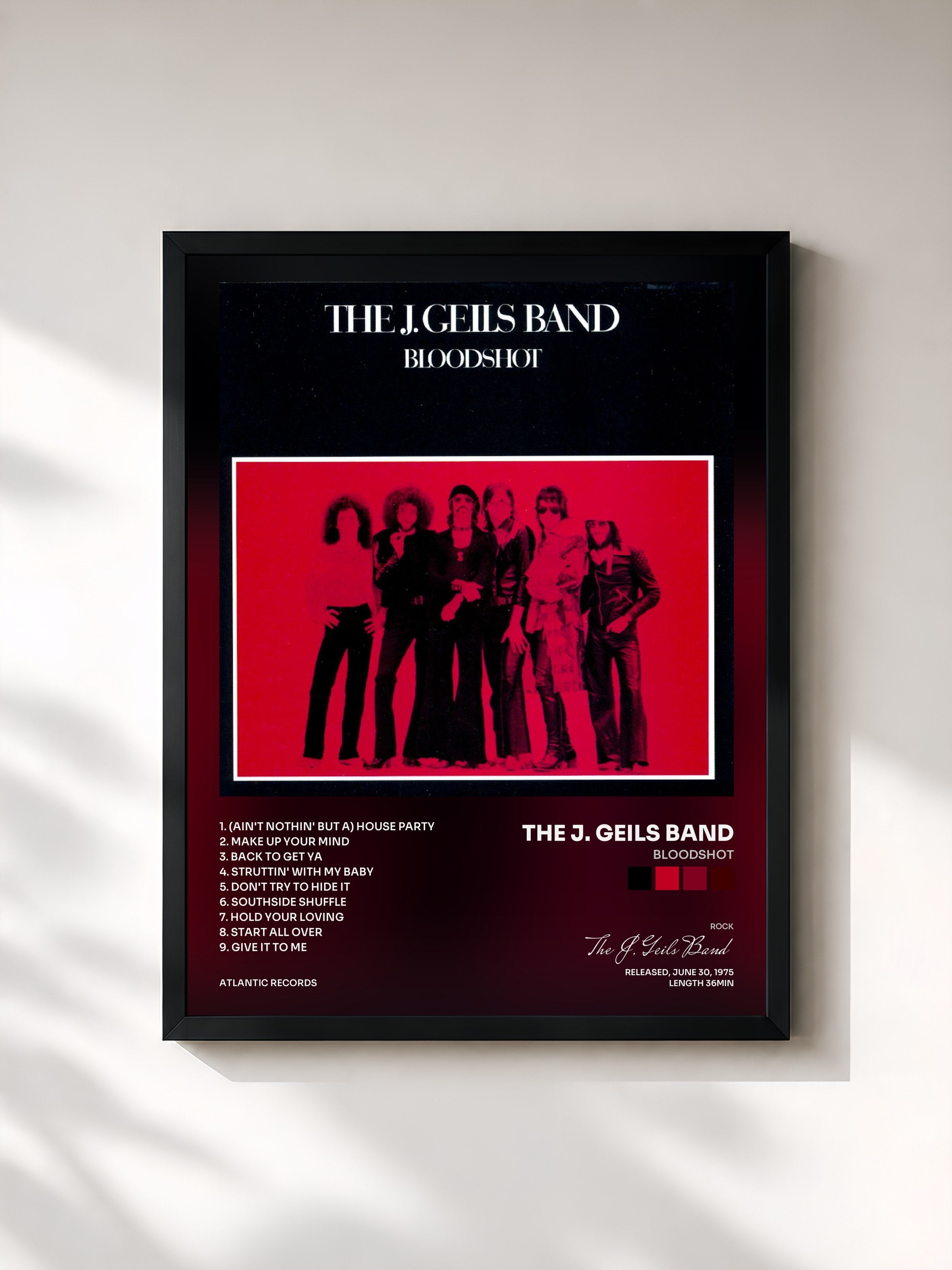 #noir Tableau de l'album Bloodshot de The J. Geils Band, cadre noir, imprimé et encadré en France