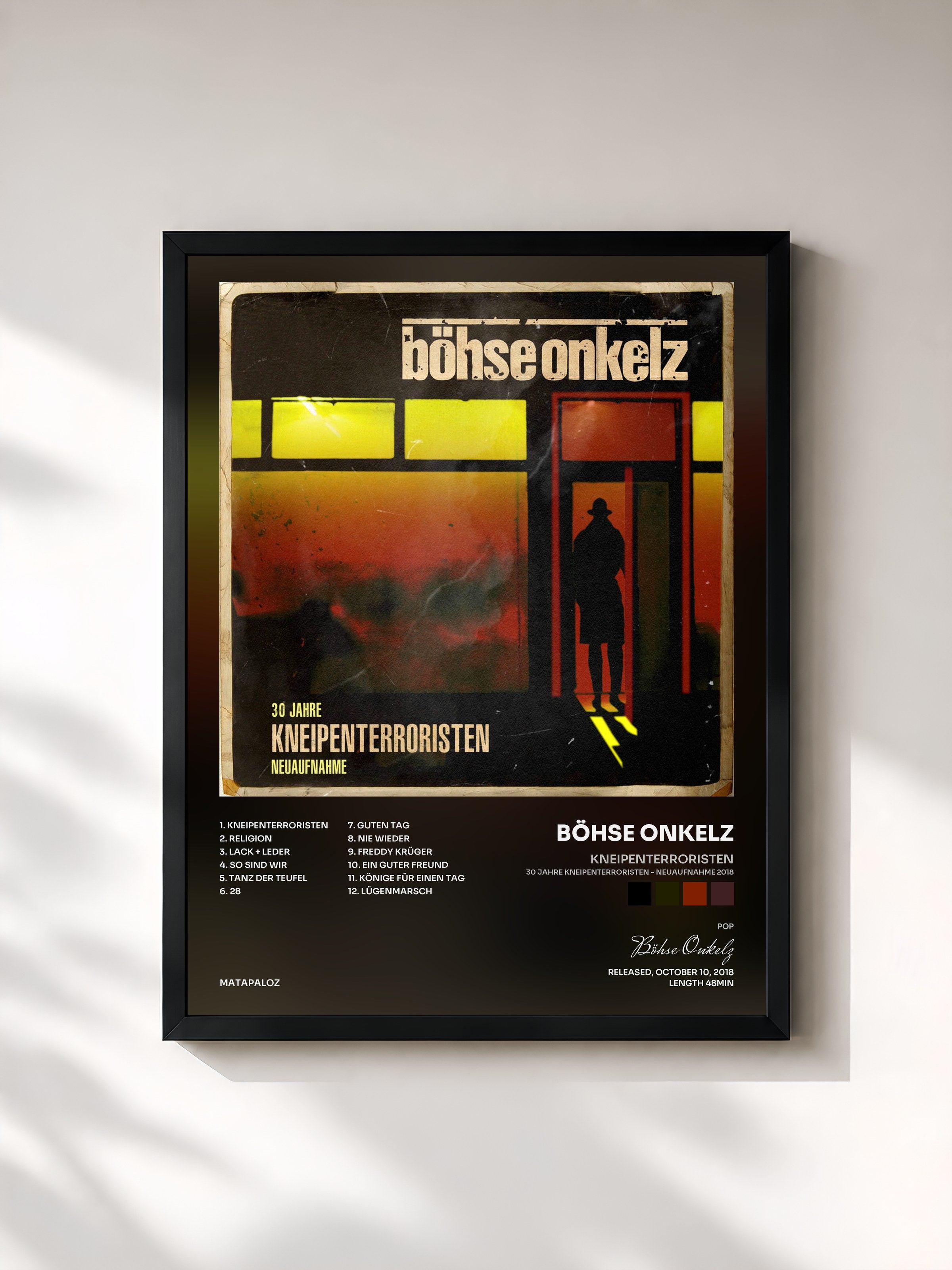 #noir Tableau de l'album Kneipenterroristen (30 Jahre Kneipenterroristen - Neuaufnahme 2018) de Böhse Onkelz, cadre noir, imprimé et encadré en France