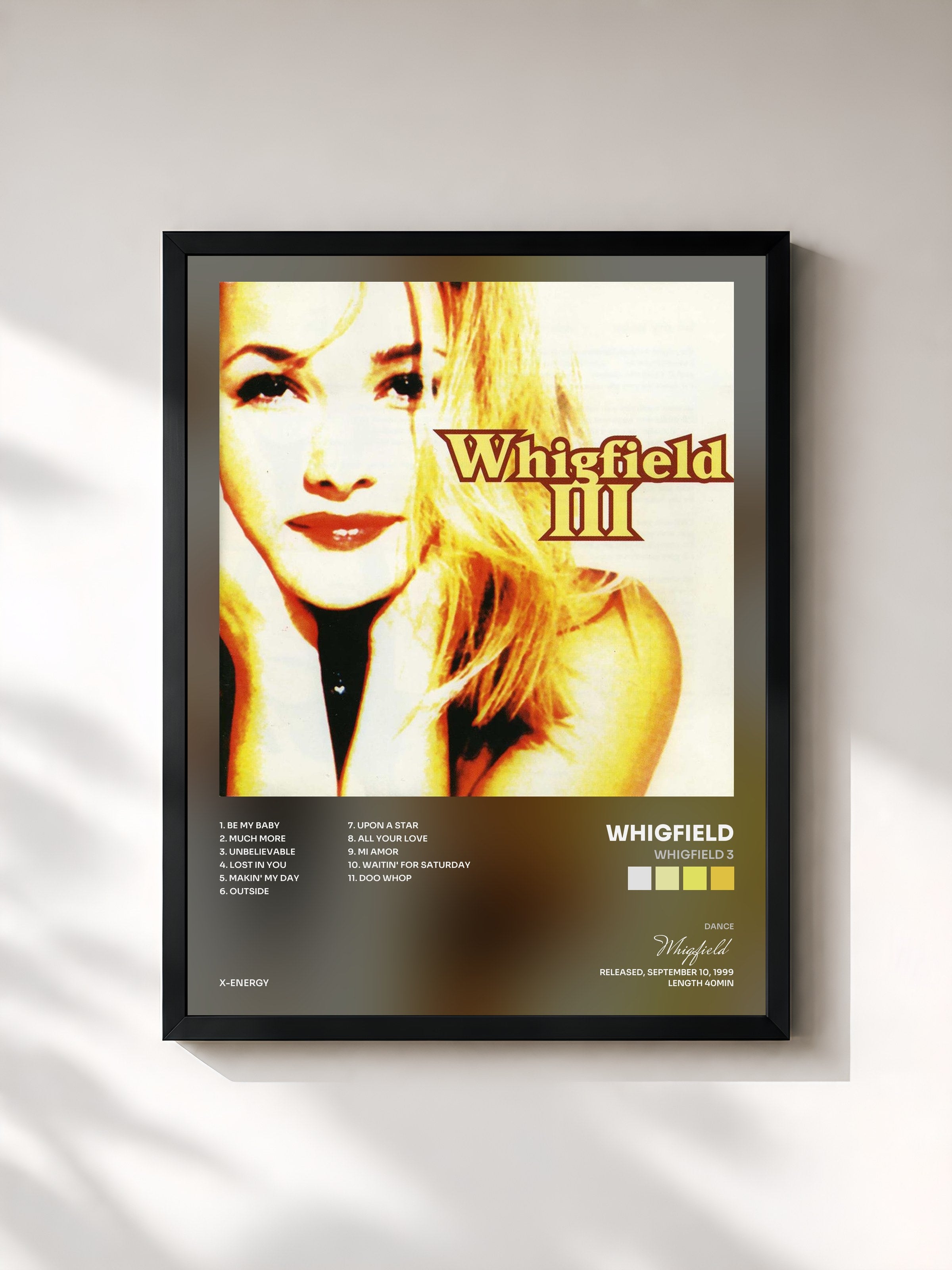 #noir Tableau de l'album Whigfield 3 de Whigfield, cadre noir, imprimé et encadré en France