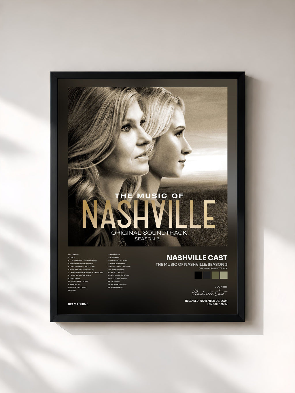 #noir Tableau de l'album The Music Of Nashville: Season 3 (Original Soundtrack) de Nashville Cast, cadre noir, imprimé et encadré en France
