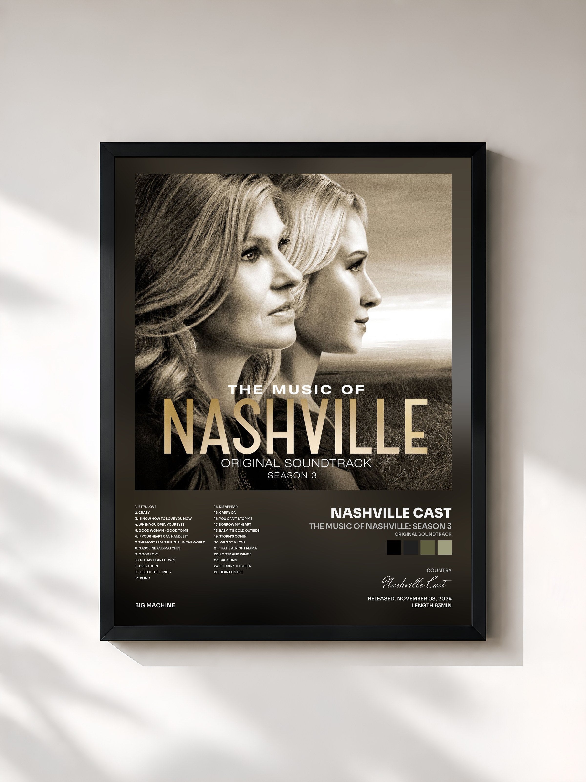 #noir Tableau de l'album The Music Of Nashville: Season 3 (Original Soundtrack) de Nashville Cast, cadre noir, imprimé et encadré en France