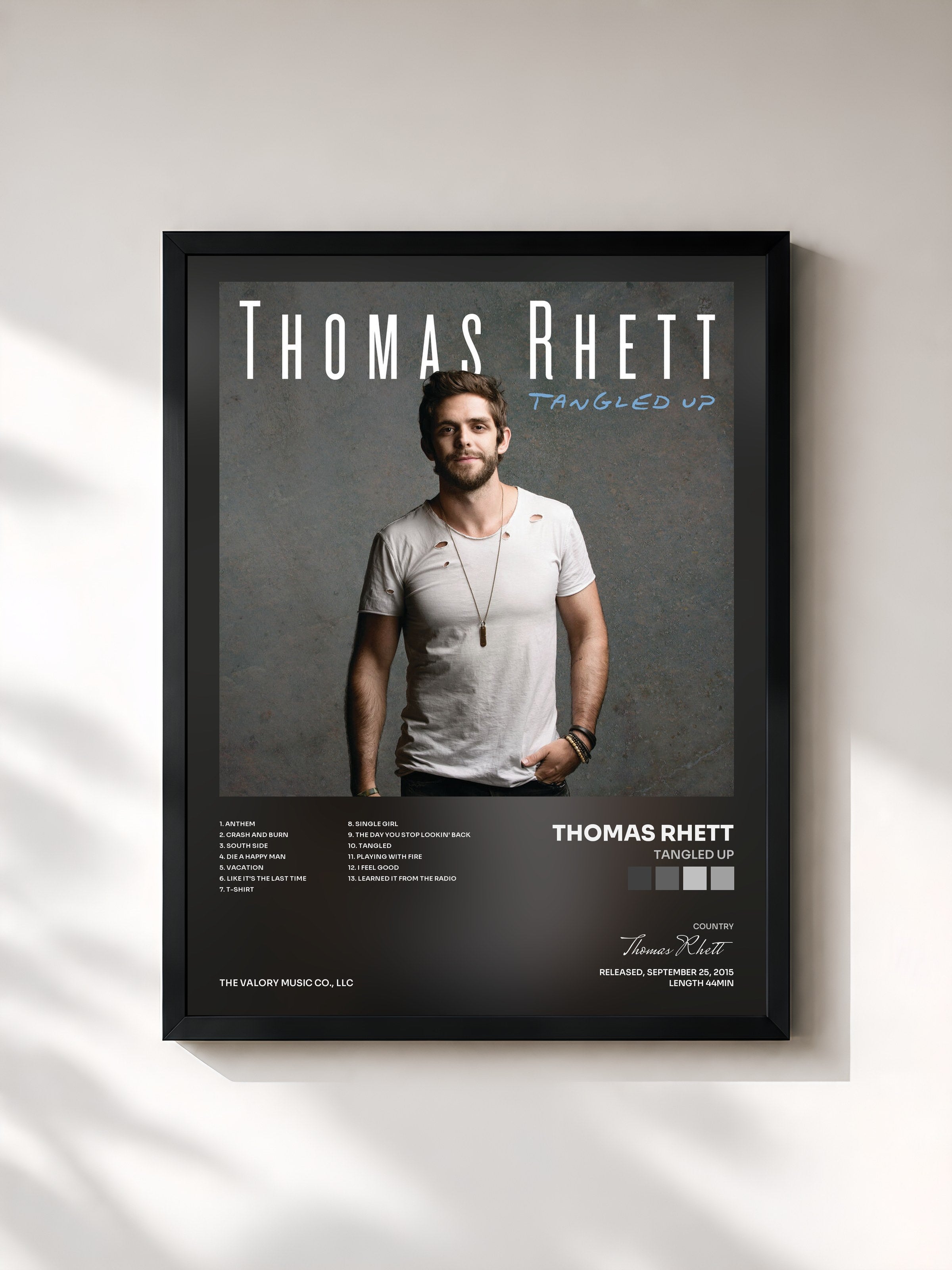 #noir Tableau de l'album Tangled Up de Thomas Rhett, cadre noir, imprimé et encadré en France