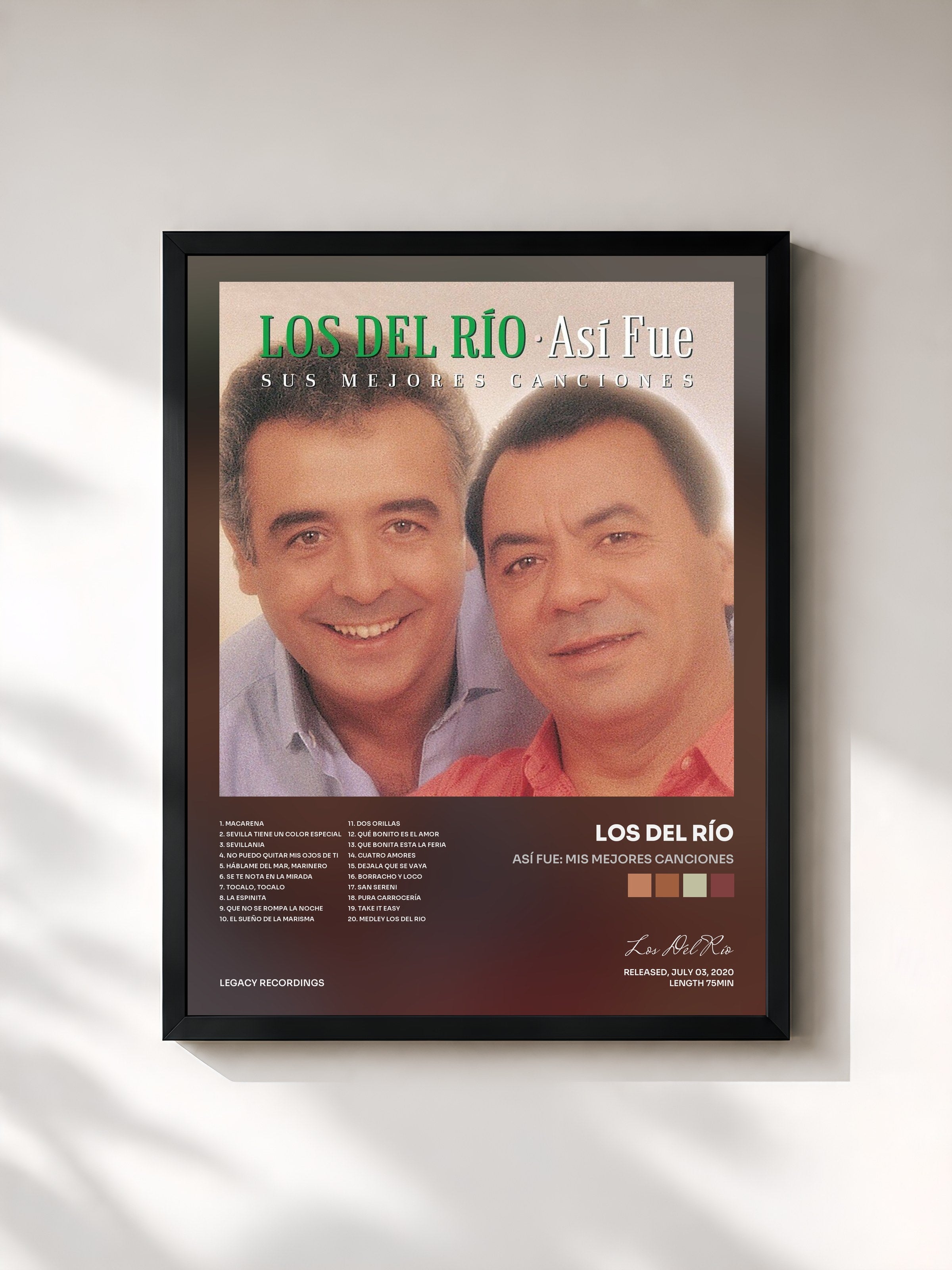 #noir Tableau de l'album Así Fue: Mis Mejores Canciones de Los Del Río, cadre noir, imprimé et encadré en France