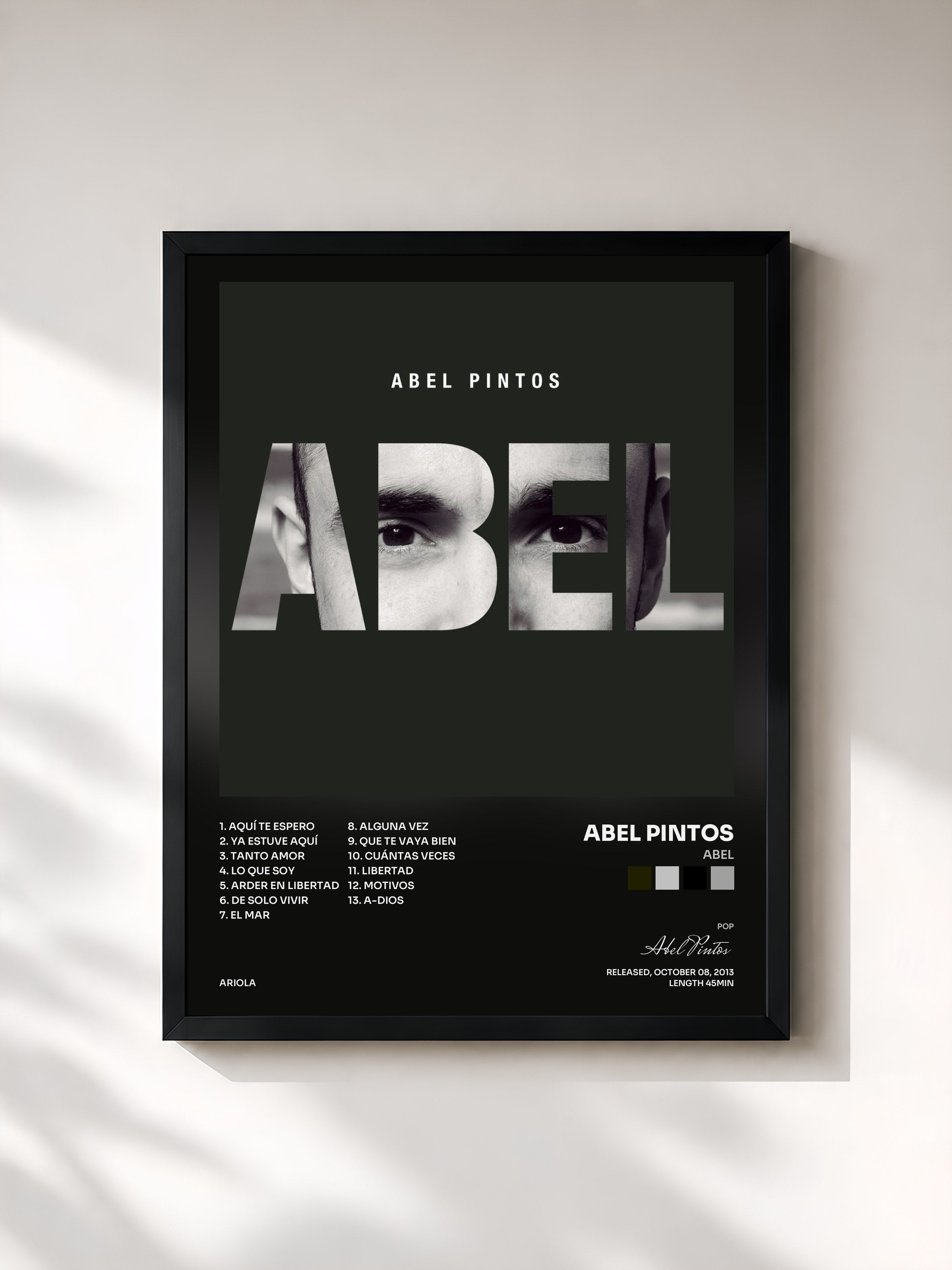 #noir Tableau de l'album Abel de Abel Pintos, cadre noir, imprimé et encadré en France