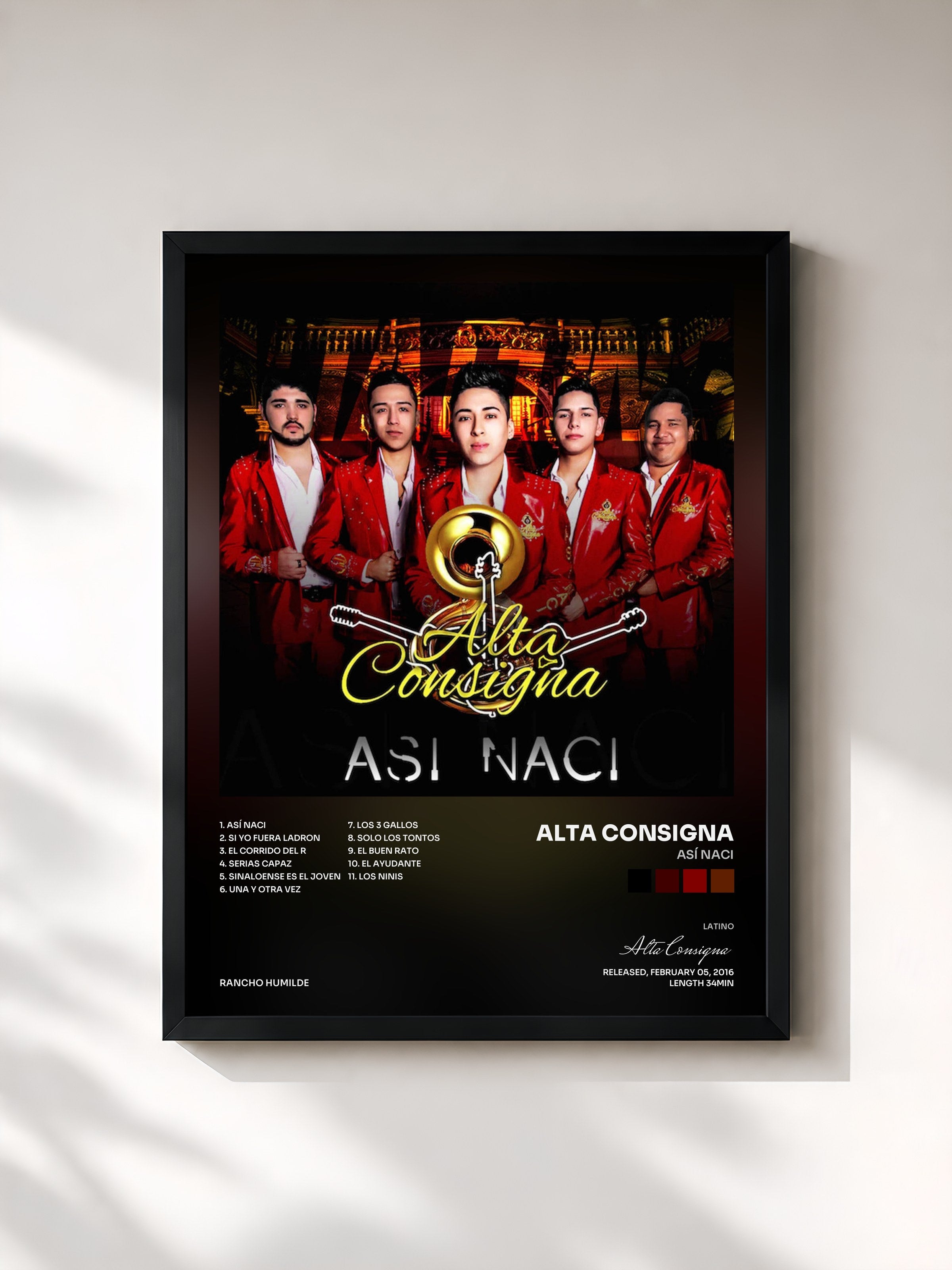 #noir Tableau de l'album Así Naci de Alta Consigna, cadre noir, imprimé et encadré en France