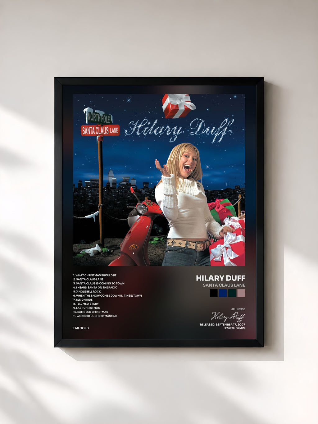 #noir Tableau de l'album Santa Claus Lane de Hilary Duff, cadre noir, imprimé et encadré en France