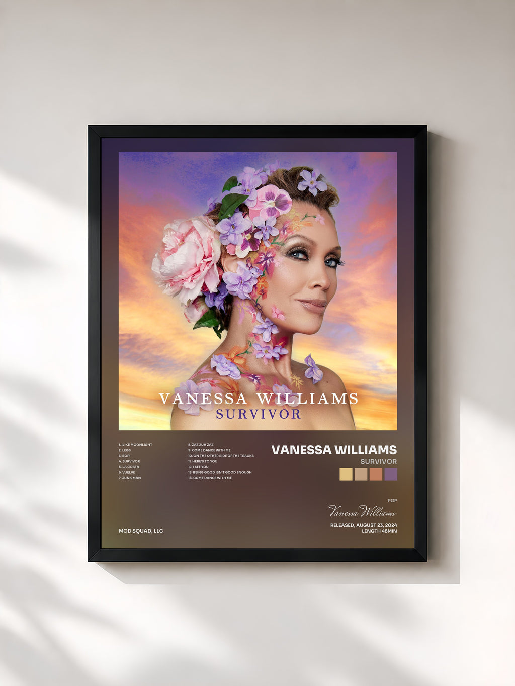 #noir Tableau de l'album Survivor de Vanessa Williams, cadre noir, imprimé et encadré en France