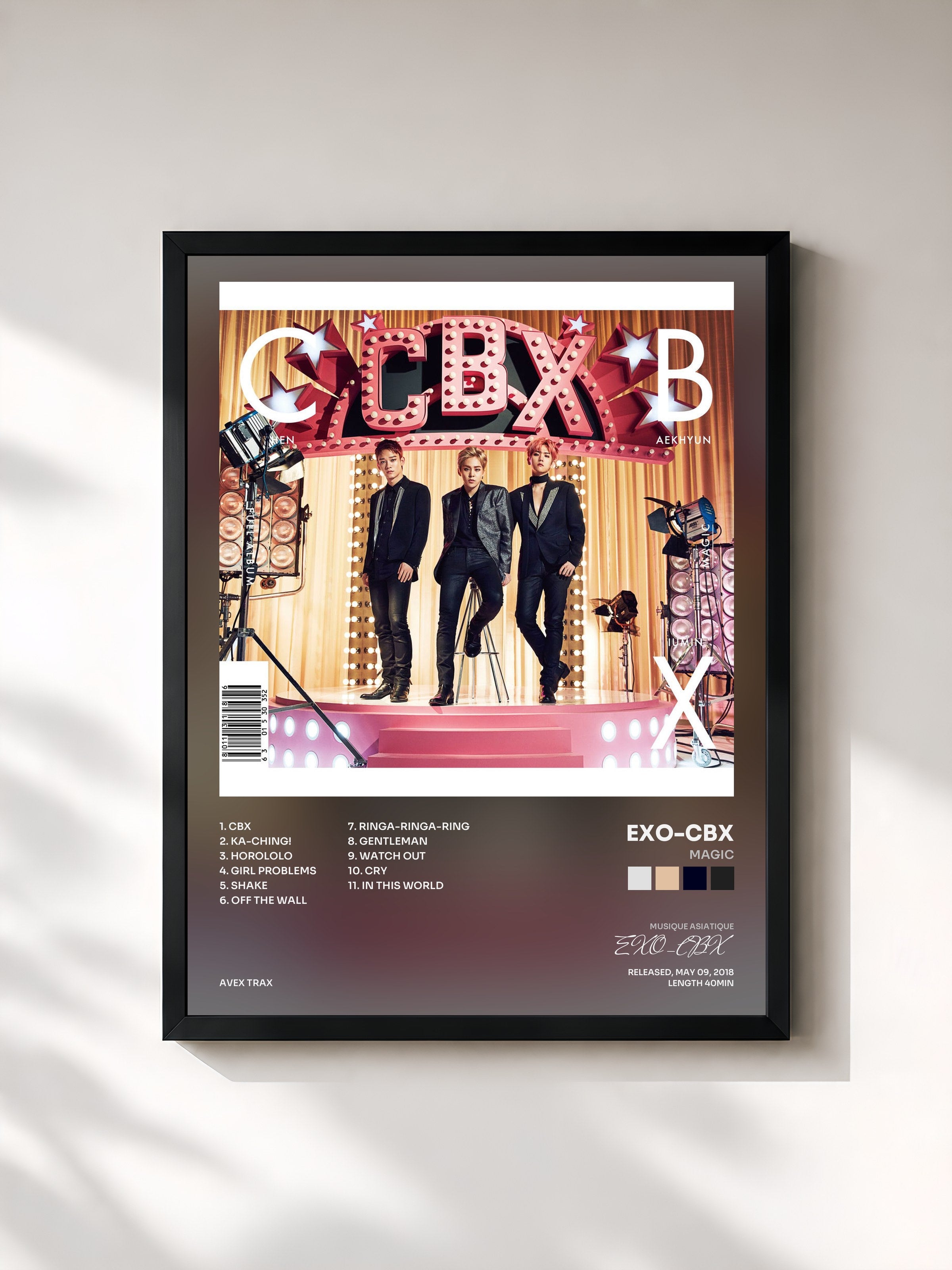 #noir Tableau de l'album MAGIC de EXO-CBX, cadre noir, imprimé et encadré en France