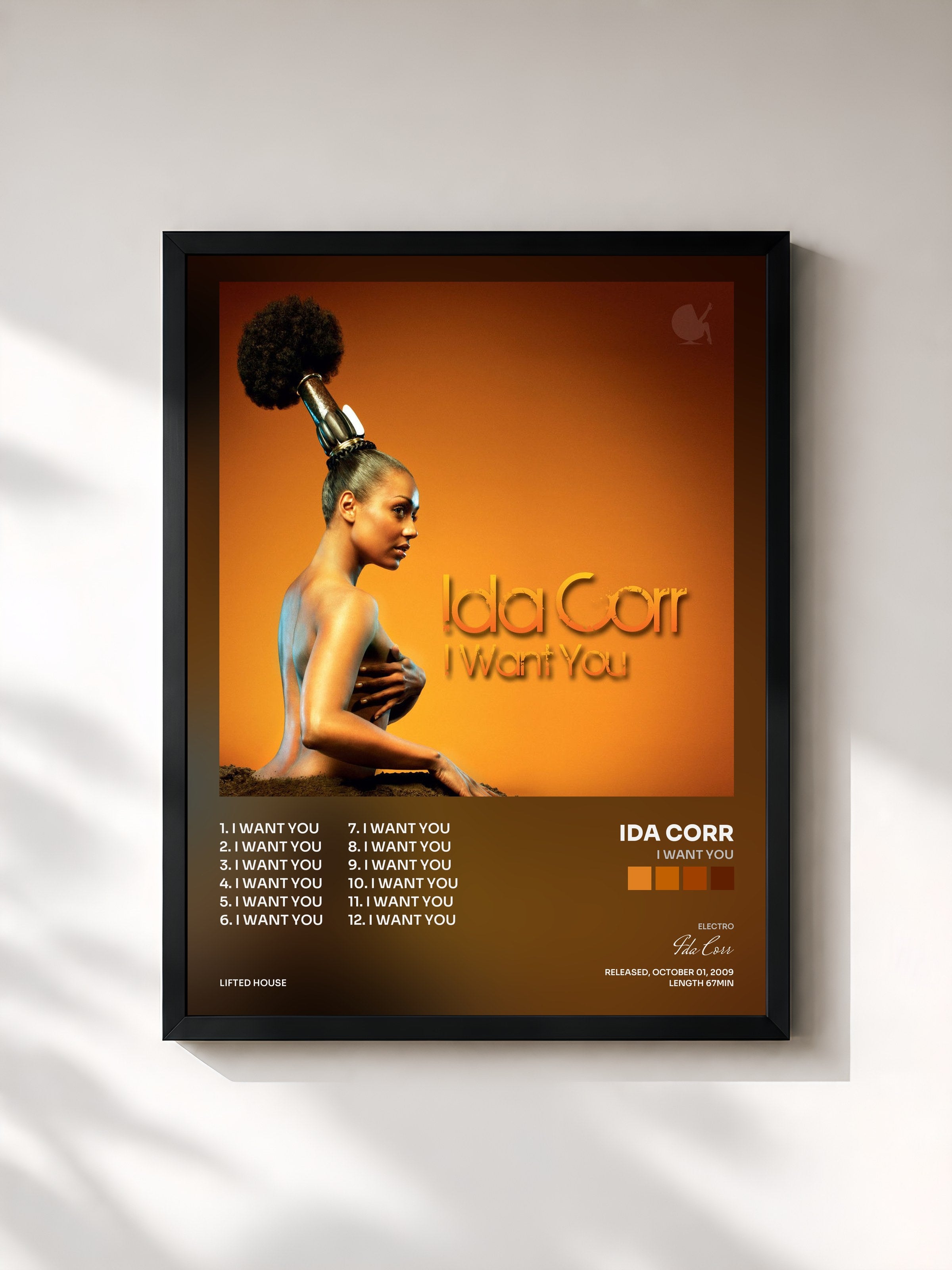 #noir Tableau de l'album I Want You de Ida Corr, cadre noir, imprimé et encadré en France