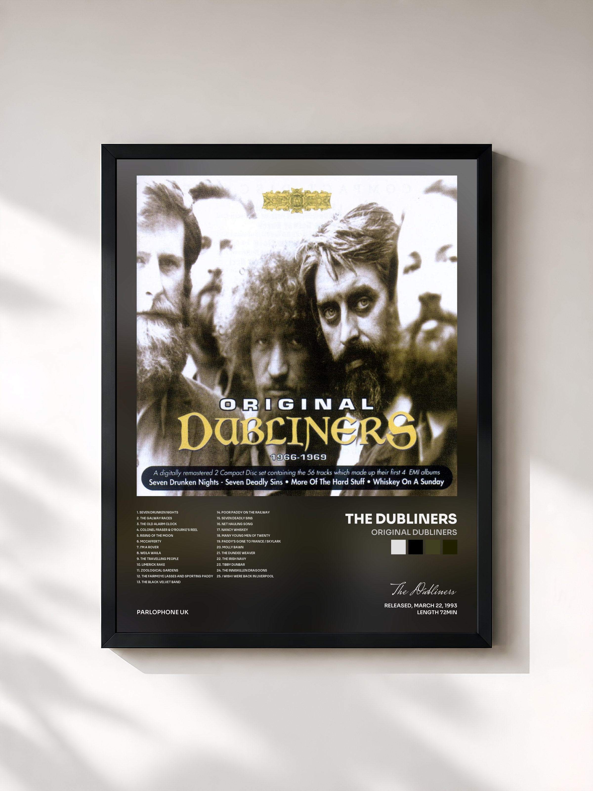 #noir Tableau de l'album Original Dubliners de The Dubliners, cadre noir, imprimé et encadré en France