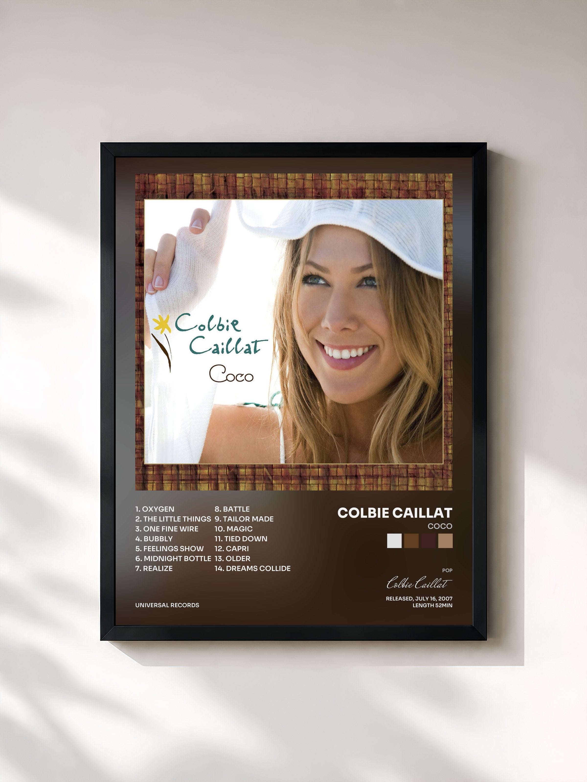 #noir Tableau de l'album Coco de Colbie Caillat, cadre noir, imprimé et encadré en France