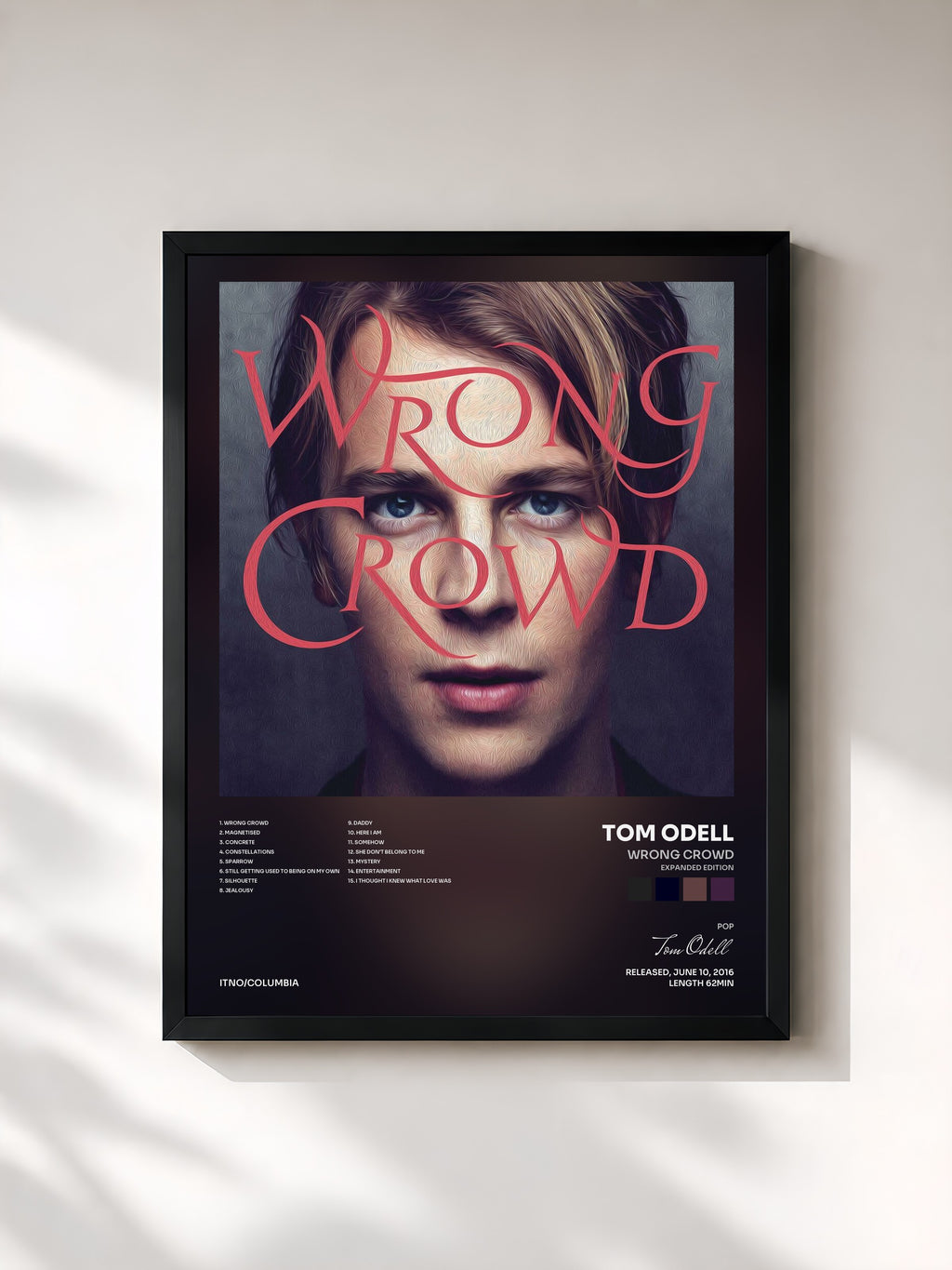 #noir Tableau de l'album Wrong Crowd (Expanded Edition) de Tom Odell, cadre noir, imprimé et encadré en France