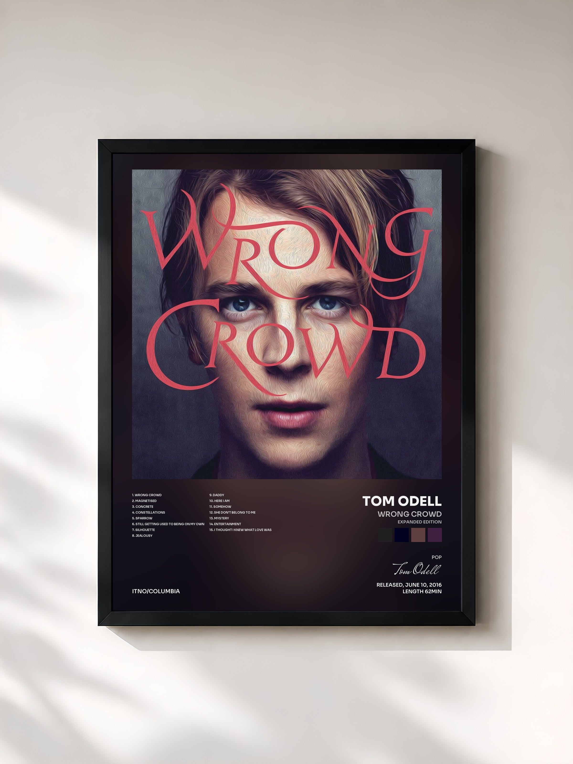 #noir Tableau de l'album Wrong Crowd (Expanded Edition) de Tom Odell, cadre noir, imprimé et encadré en France