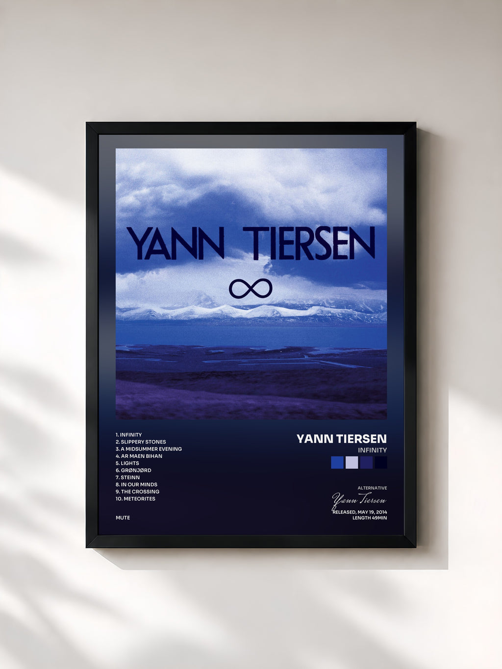 #noir Tableau de l'album Infinity de Yann Tiersen, cadre noir, imprimé et encadré en France