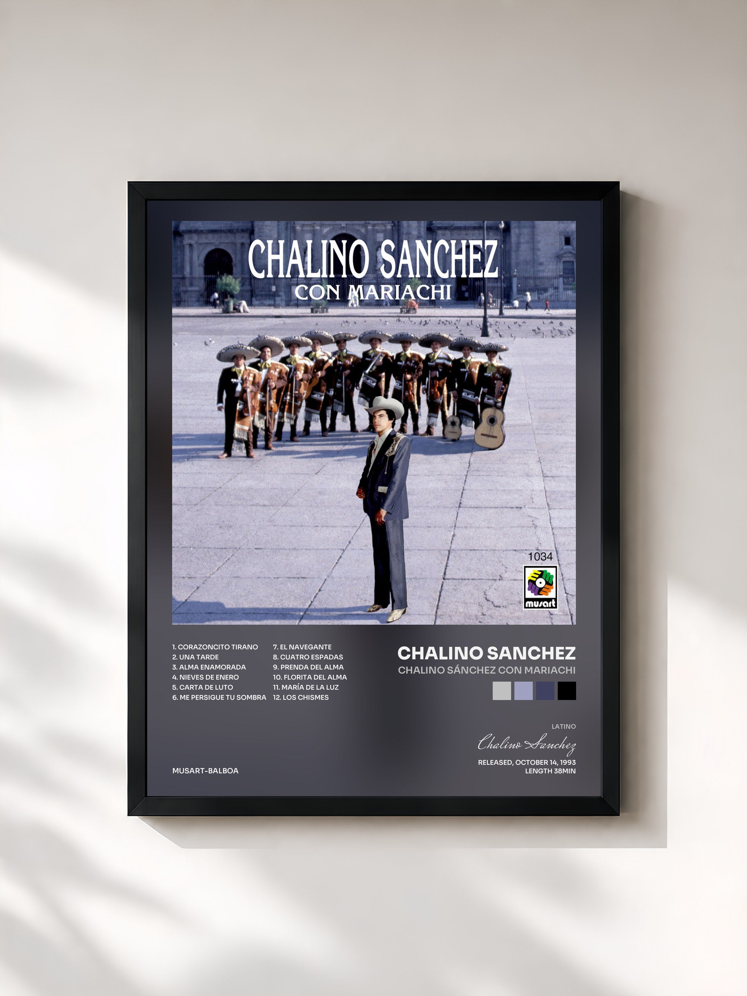 #noir Tableau de l'album Chalino Sánchez Con Mariachi de Chalino Sanchez, cadre noir, imprimé et encadré en France