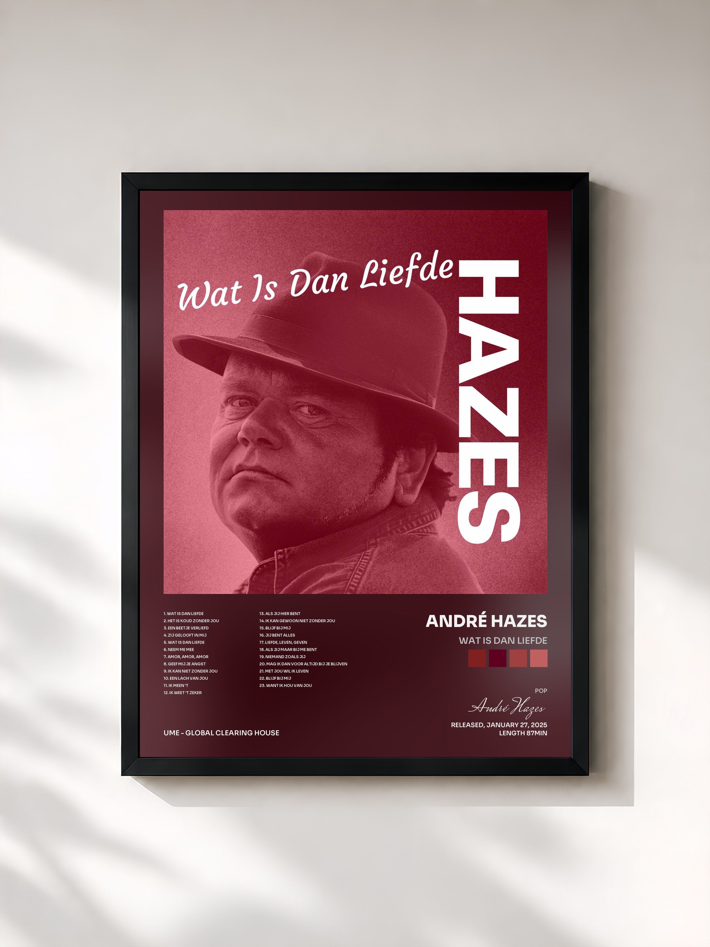 #noir Tableau de l'album Wat Is Dan Liefde de André Hazes, cadre noir, imprimé et encadré en France