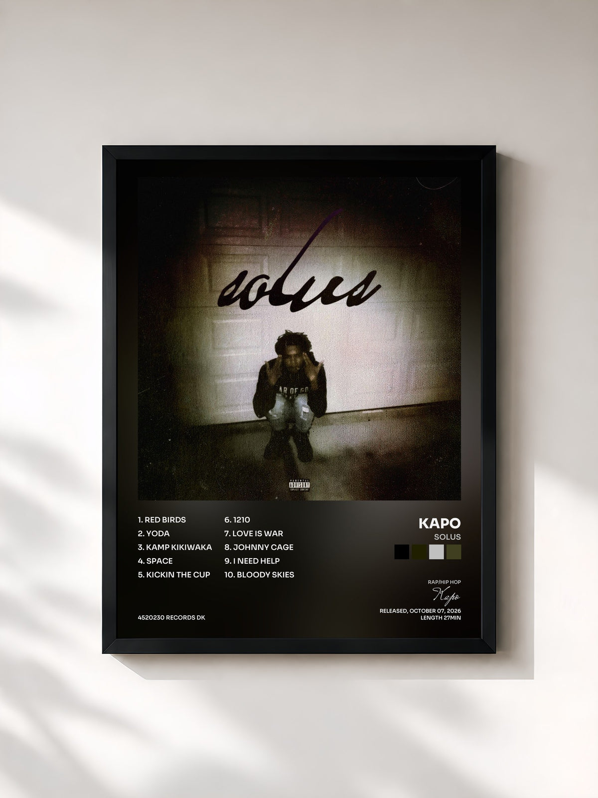 #noir Tableau de l'album solus de Kapo, cadre noir, imprimé et encadré en France