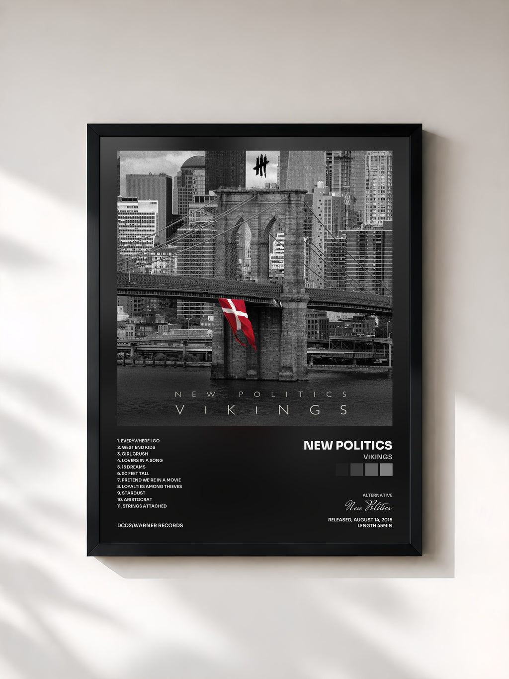 #noir Tableau de l'album Vikings de New Politics, cadre noir, imprimé et encadré en France