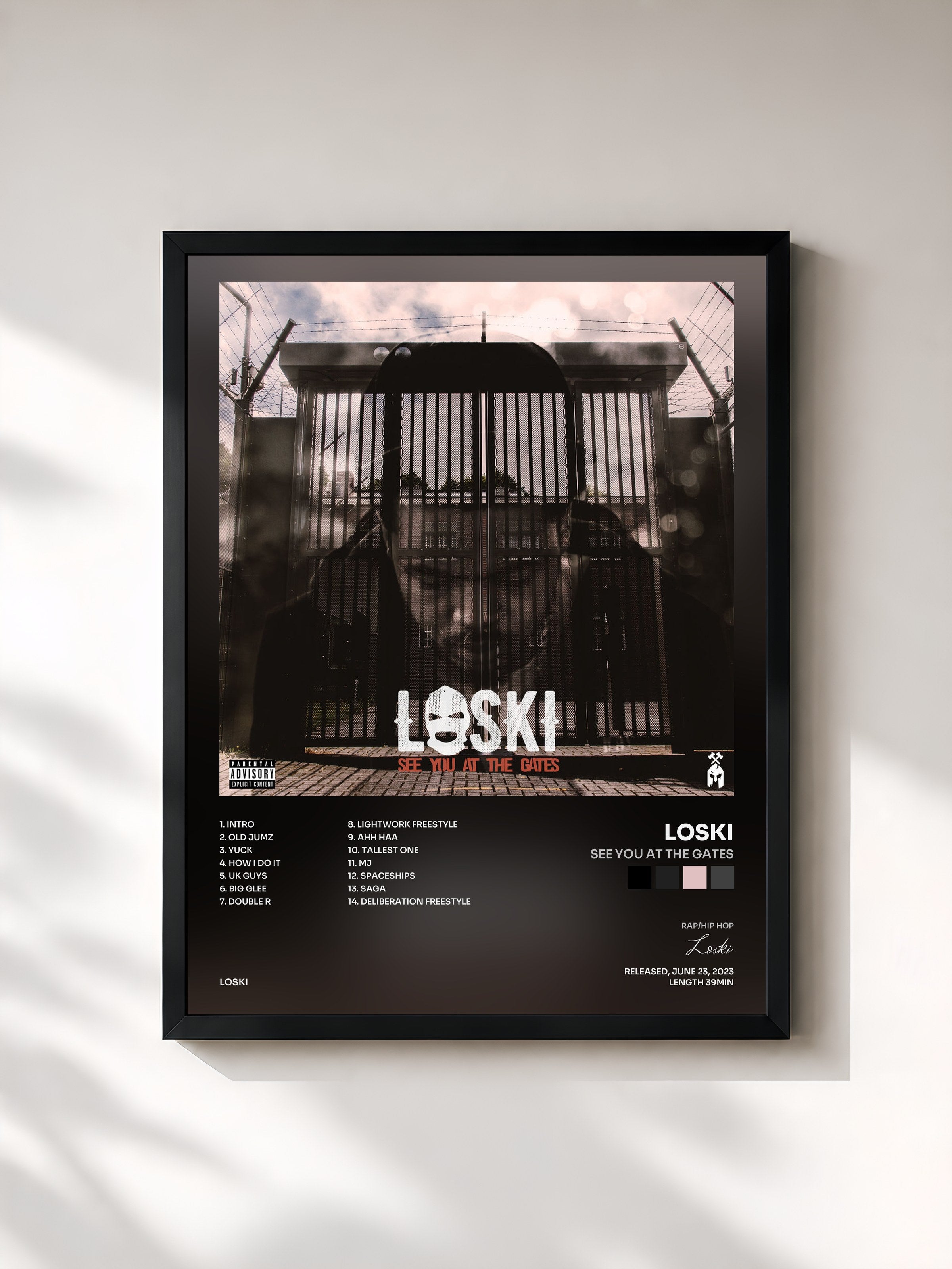 #noir Tableau de l'album See You At The Gates de Loski, cadre noir, imprimé et encadré en France