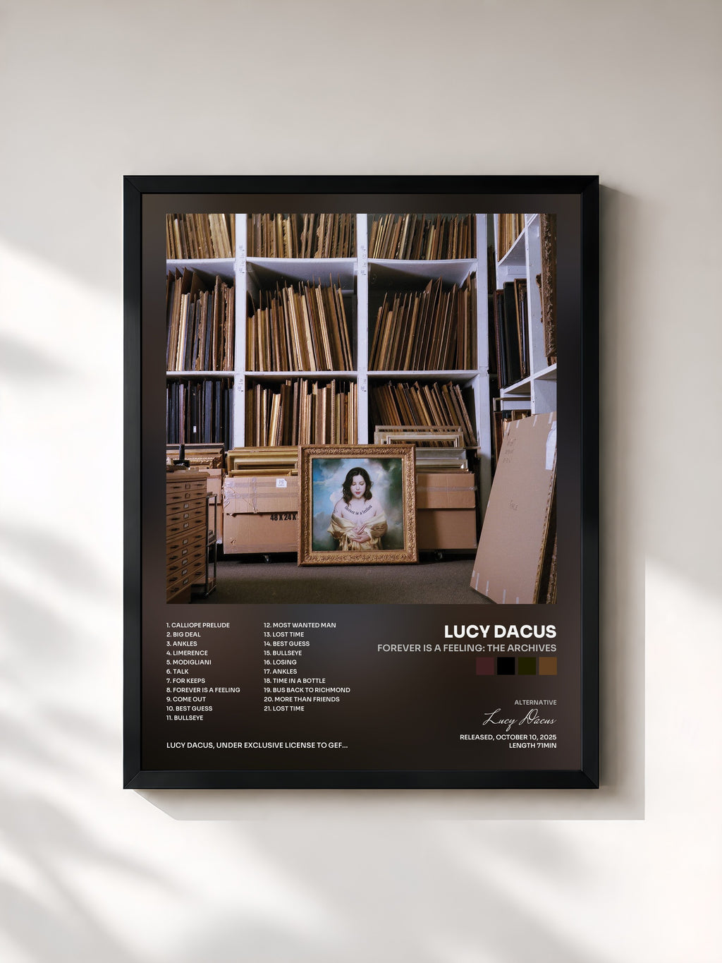 #noir Tableau de l'album Forever Is A Feeling: The Archives de Lucy Dacus, cadre noir, imprimé et encadré en France