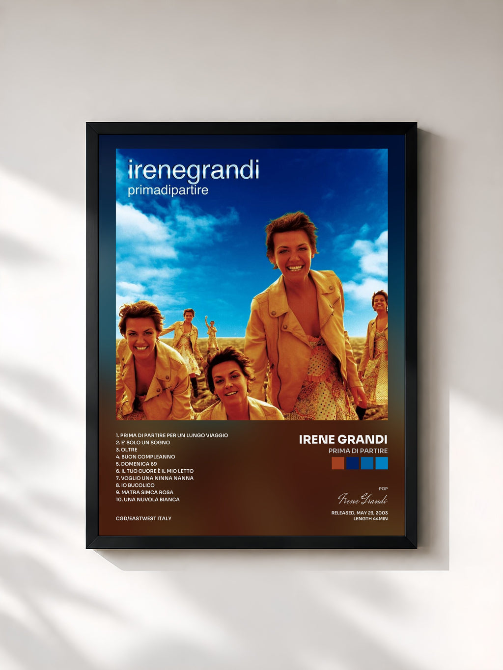 #noir Tableau de l'album Prima di partire de Irene Grandi, cadre noir, imprimé et encadré en France