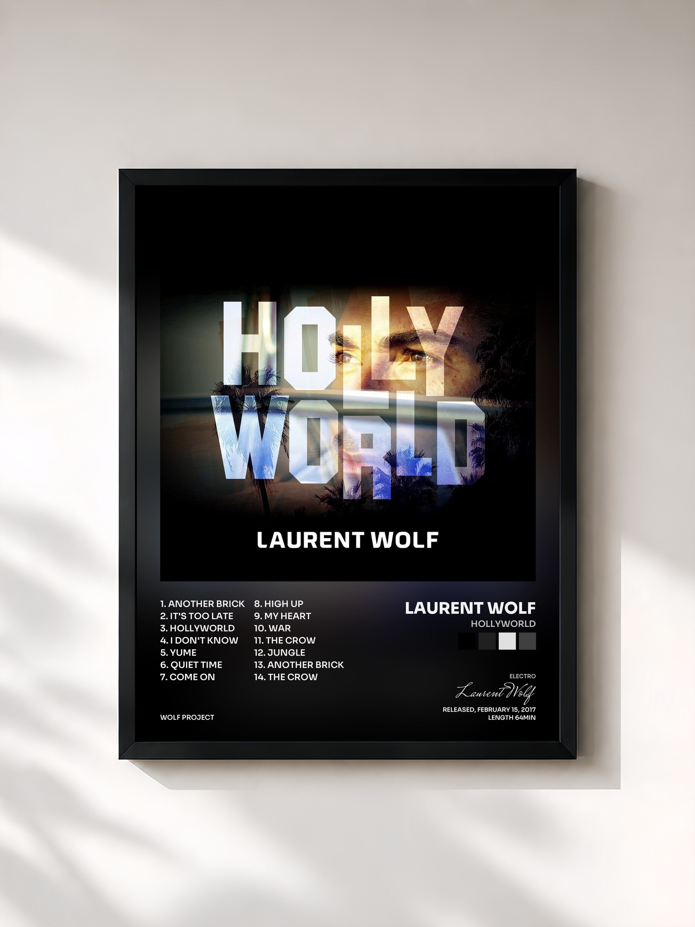 #noir Tableau de l'album Hollyworld de Laurent Wolf, cadre noir, imprimé et encadré en France