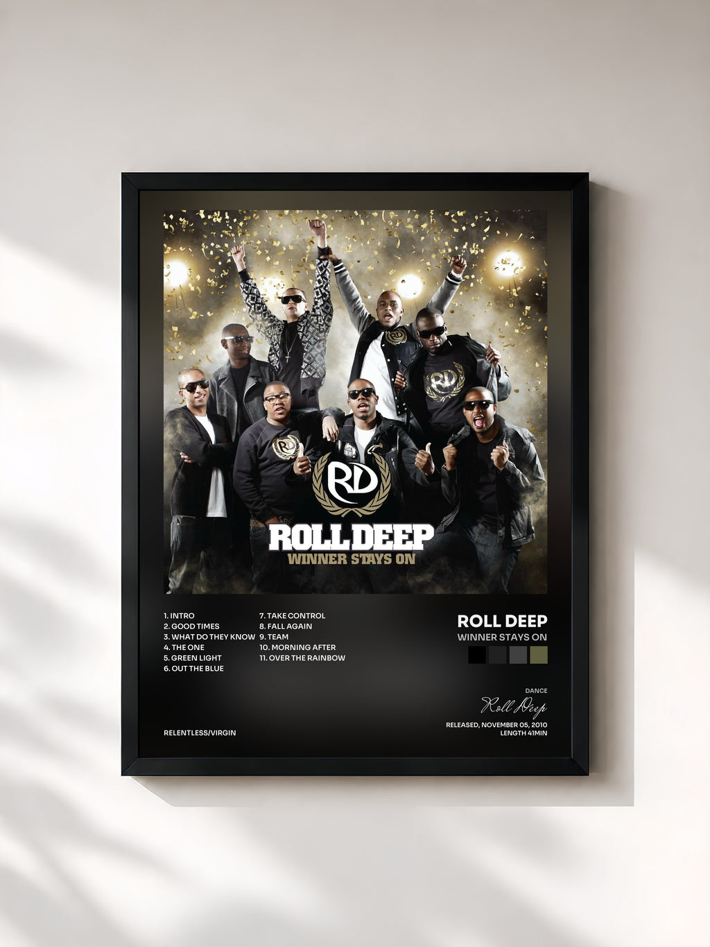 #noir Tableau de l'album Winner Stays On de Roll Deep, cadre noir, imprimé et encadré en France