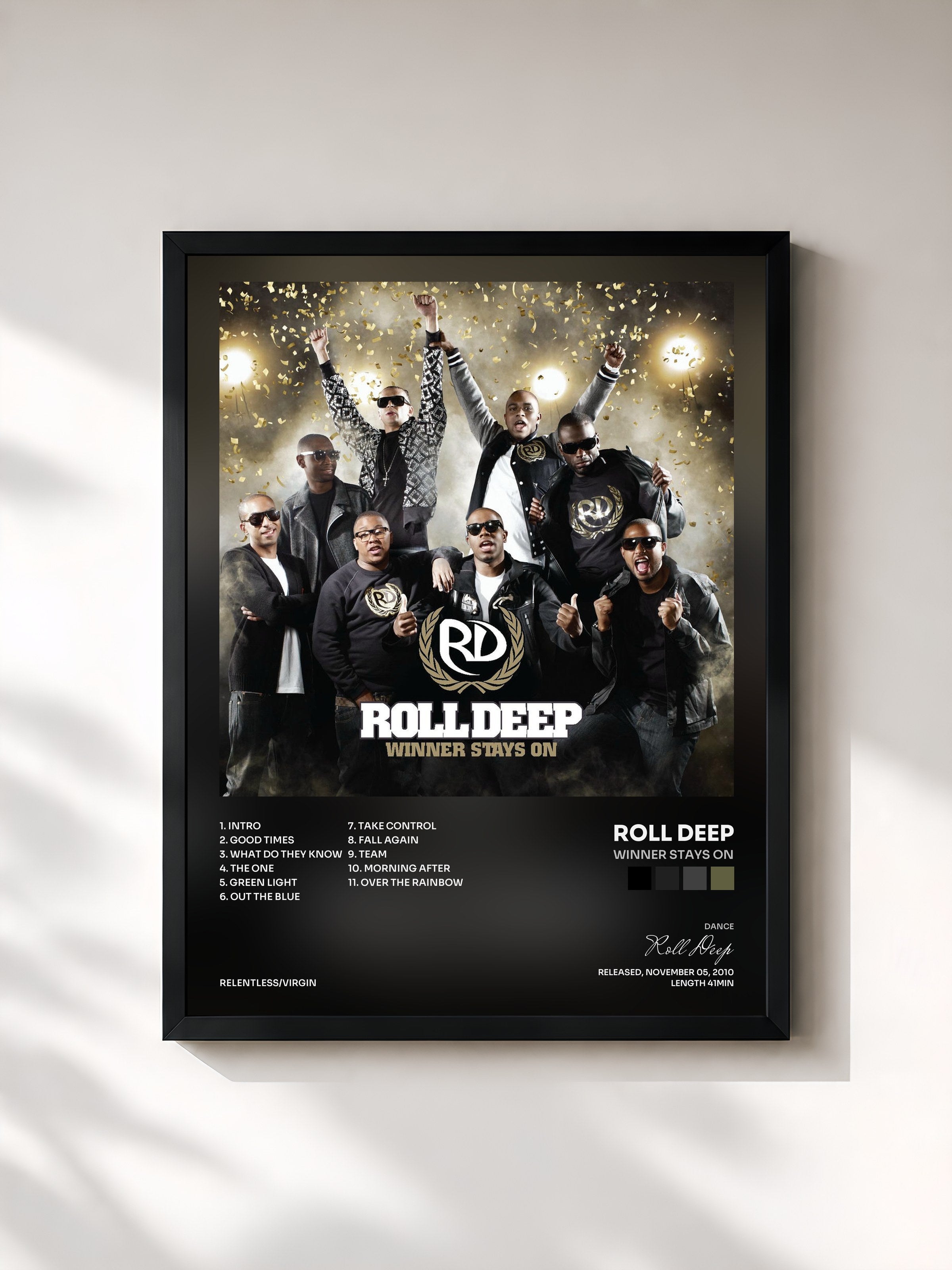 #noir Tableau de l'album Winner Stays On de Roll Deep, cadre noir, imprimé et encadré en France