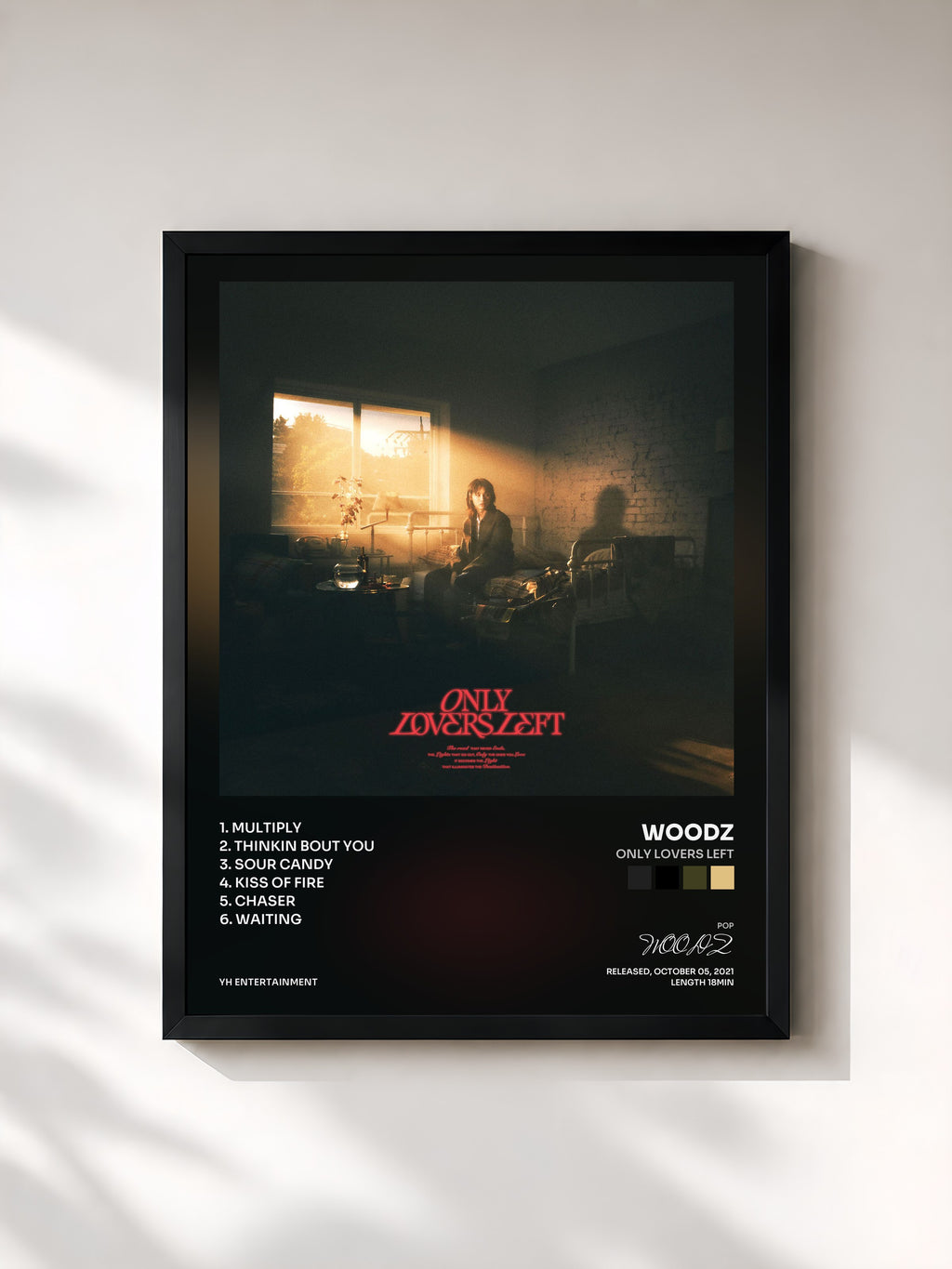 #noir Tableau de l'album ONLY LOVERS LEFT de WOODZ, cadre noir, imprimé et encadré en France