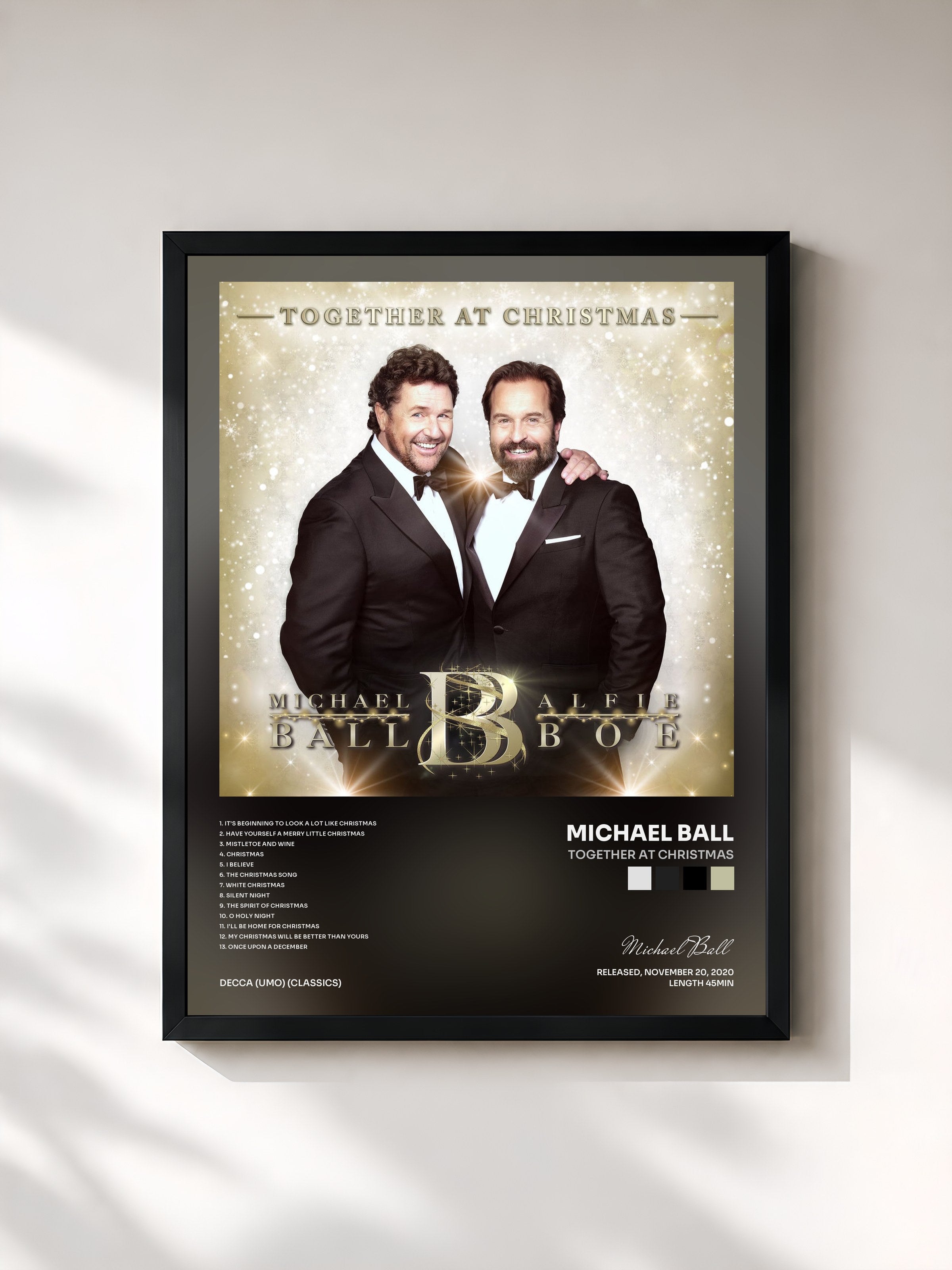 #noir Tableau de l'album Together At Christmas de Michael Ball, cadre noir, imprimé et encadré en France