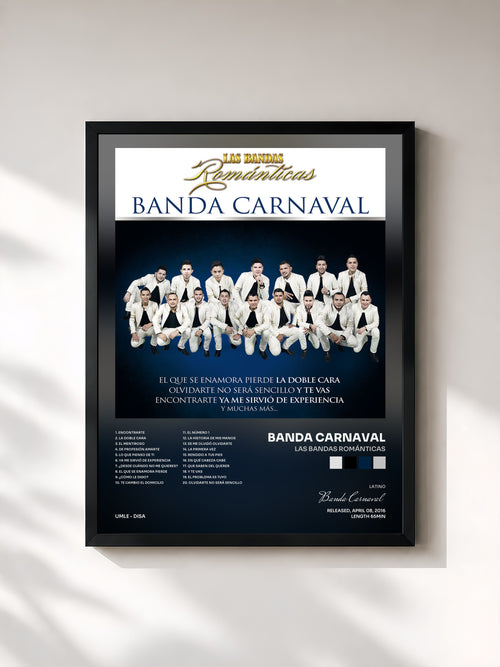 #noir Tableau de l'album Las Bandas Románticas de Banda Carnaval, cadre noir, imprimé et encadré en France