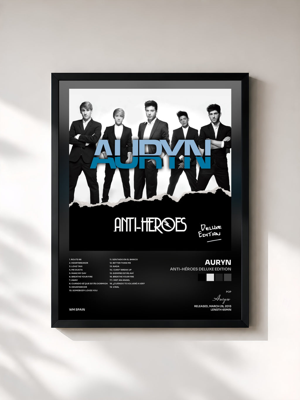 #noir Tableau de l'album Anti-Héroes Deluxe edition de Auryn, cadre noir, imprimé et encadré en France