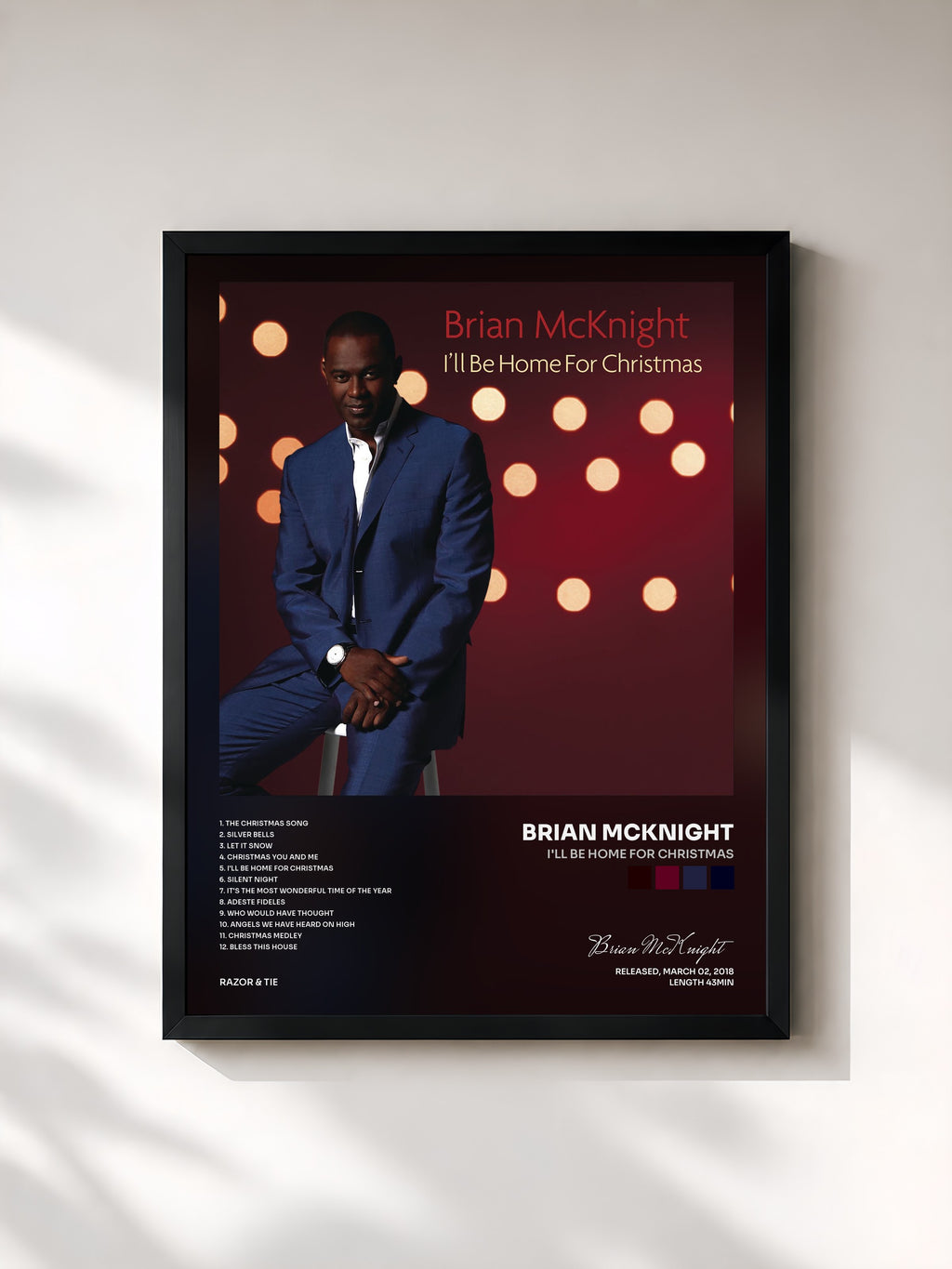 #noir Tableau de l'album I'll Be Home For Christmas de Brian McKnight, cadre noir, imprimé et encadré en France