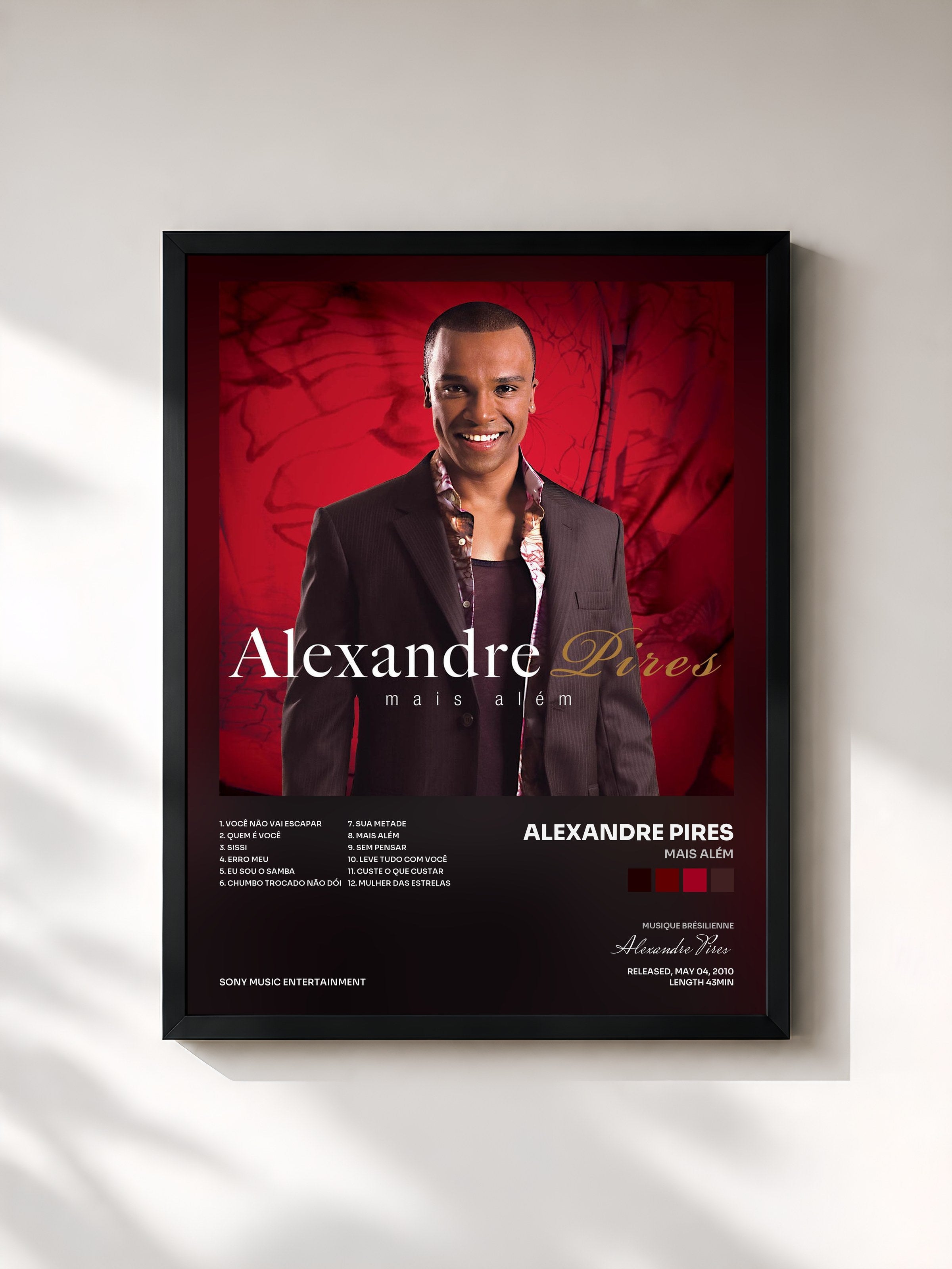 #noir Tableau de l'album Mais Além de Alexandre Pires, cadre noir, imprimé et encadré en France