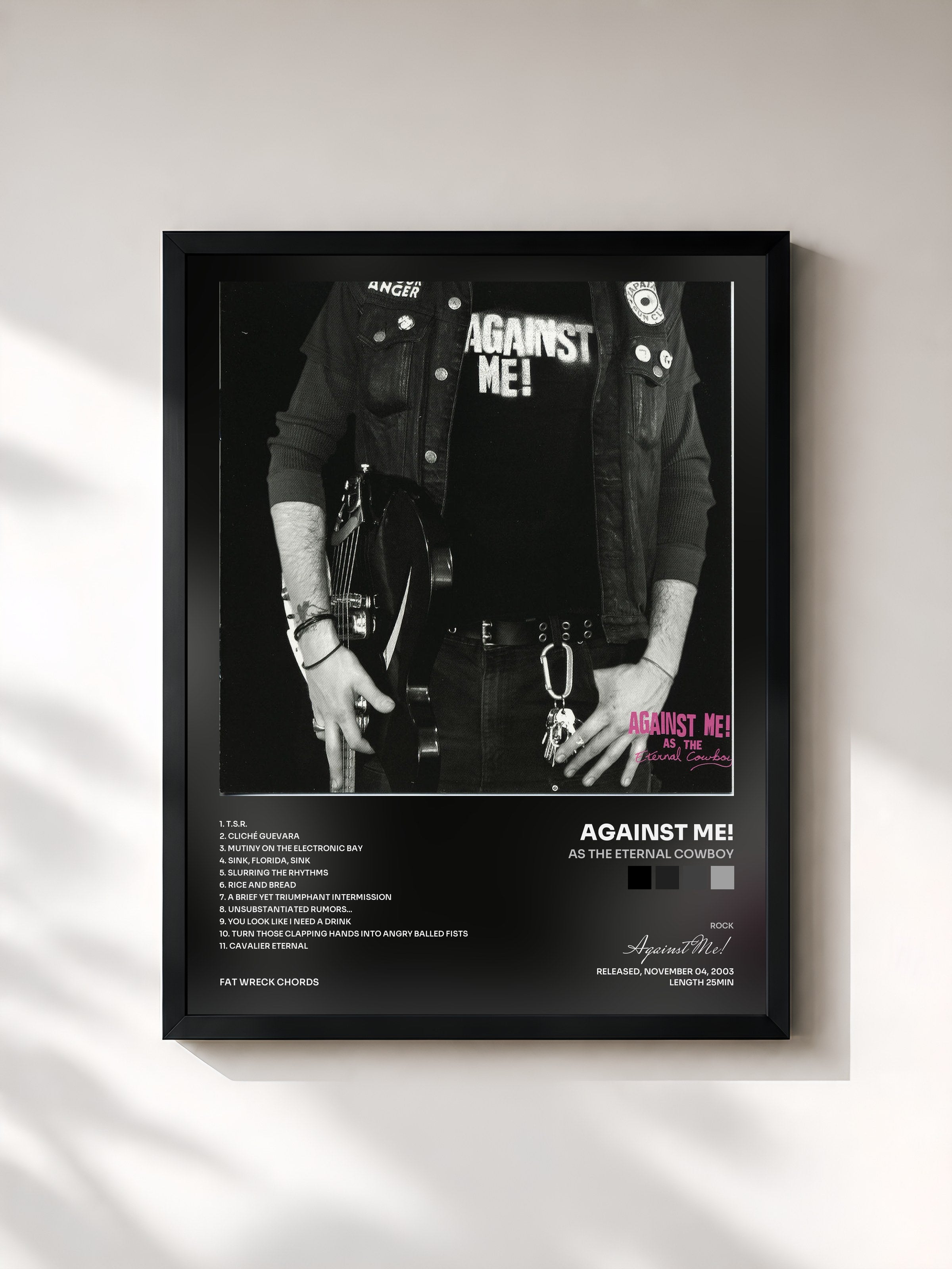 #noir Tableau de l'album As the Eternal Cowboy de Against Me!, cadre noir, imprimé et encadré en France