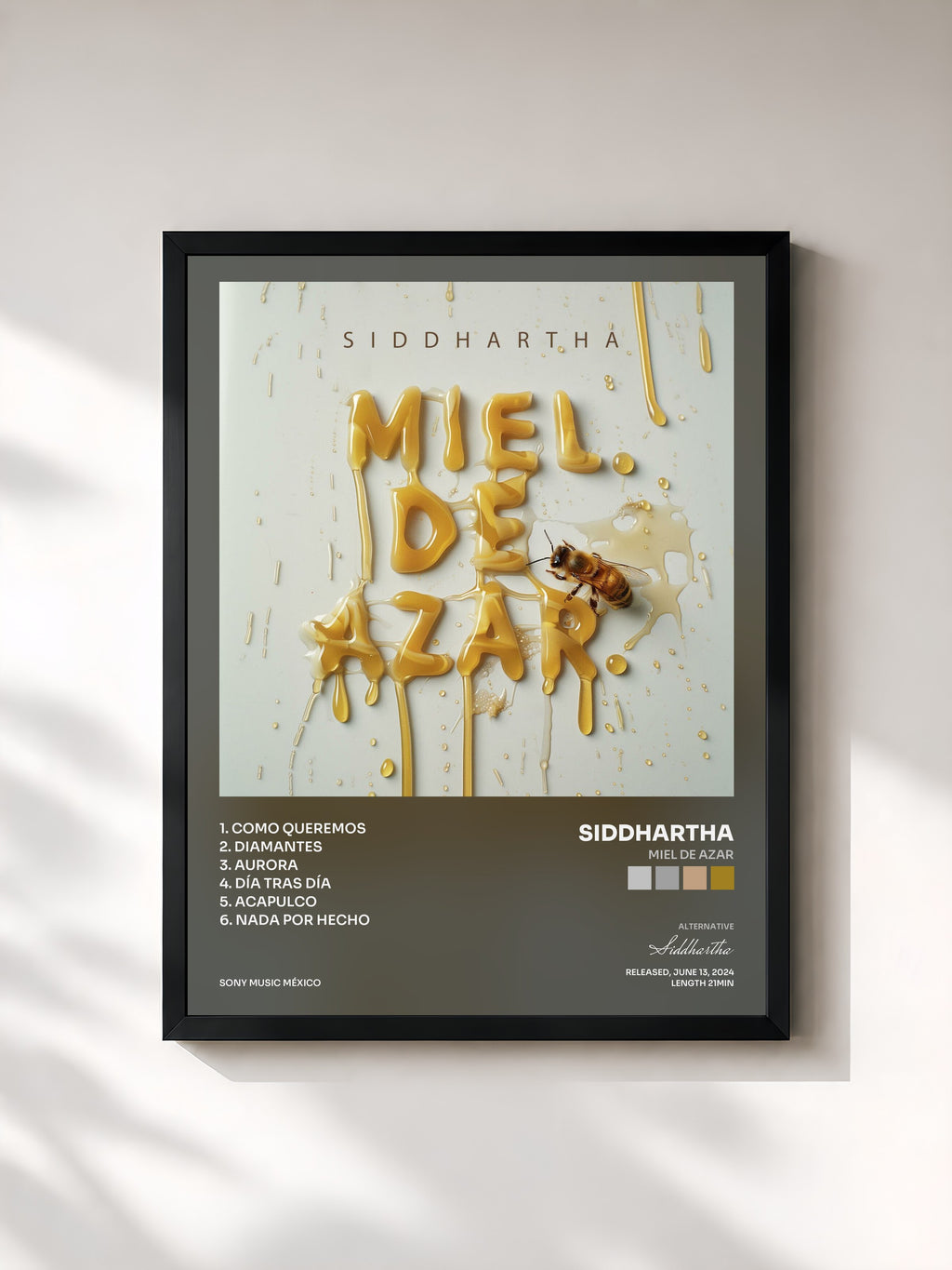 #noir Tableau de l'album Miel de Azar de Siddhartha, cadre noir, imprimé et encadré en France