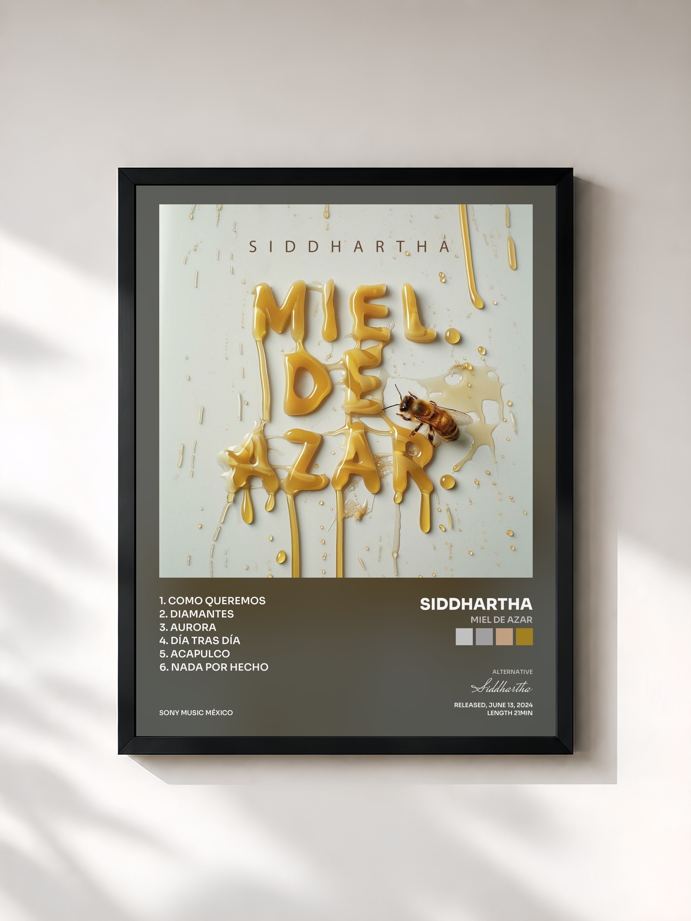 #noir Tableau de l'album Miel de Azar de Siddhartha, cadre noir, imprimé et encadré en France