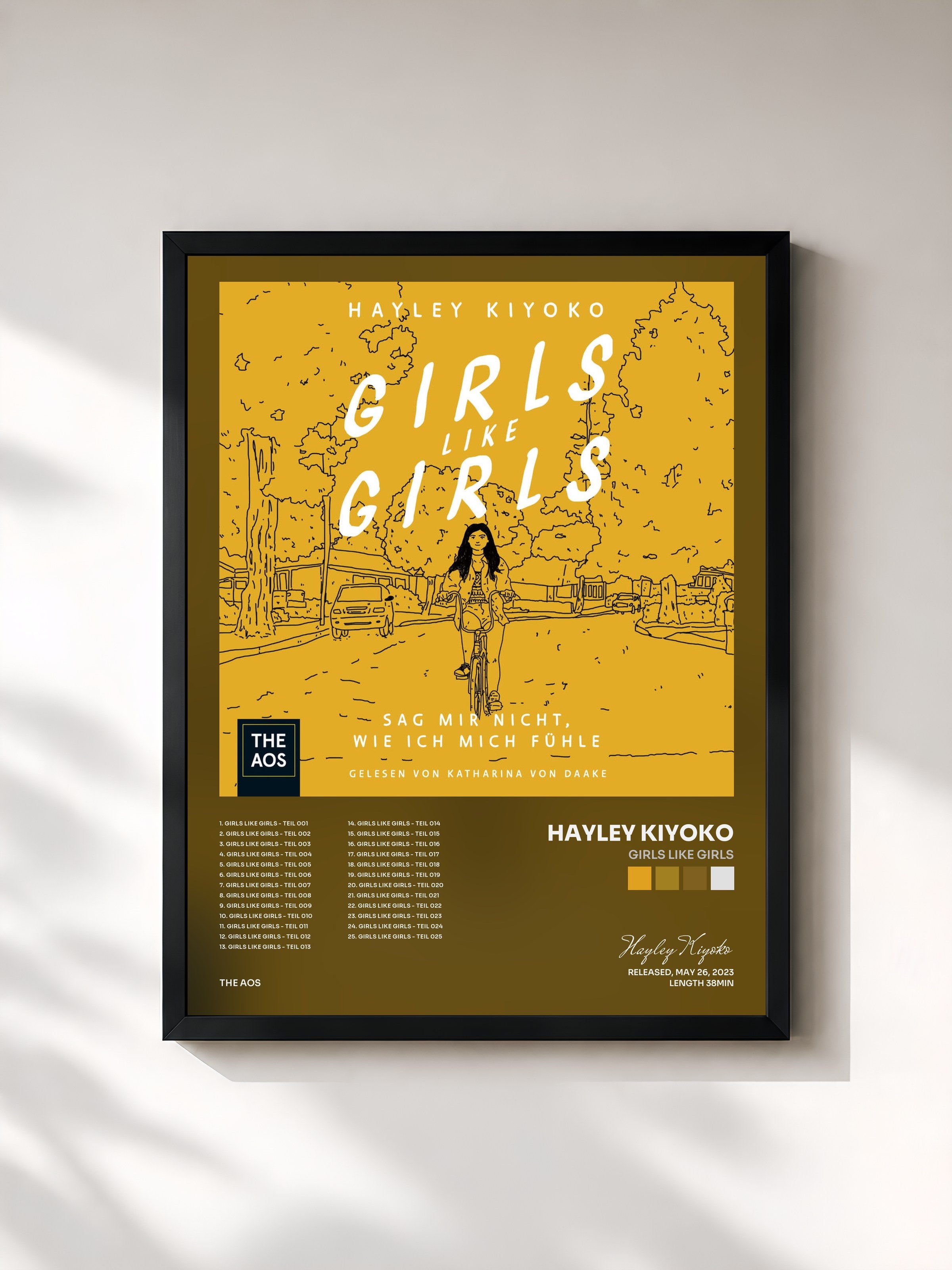 #noir Tableau de l'album Girls Like Girls de Hayley Kiyoko, cadre noir, imprimé et encadré en France