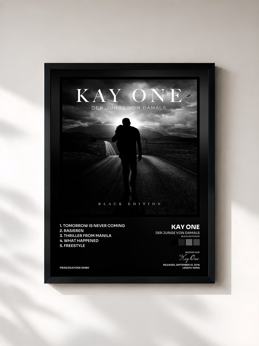 #noir Tableau de l'album Der Junge von damals (Black Edition EP) de Kay One, cadre noir, imprimé et encadré en France